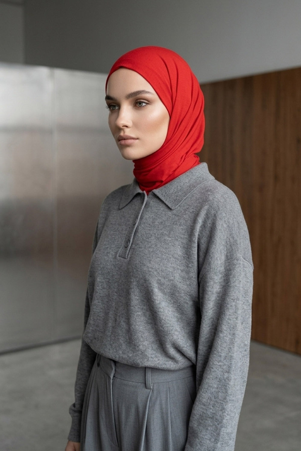 Breathable Cotton Hijab Scarf – Lightweight, Stretch, No-Slip Triangle Scarf for Everyday Comfort,B-41 Red