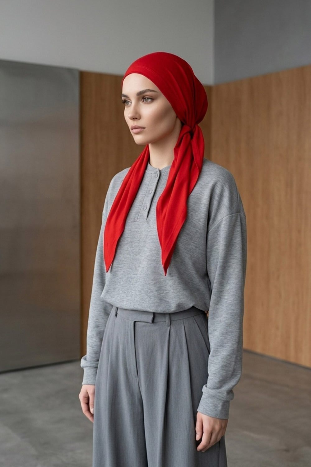 Breathable Cotton Hijab Scarf – Lightweight, Stretch, No-Slip Triangle Scarf for Everyday Comfort,B-41 Red