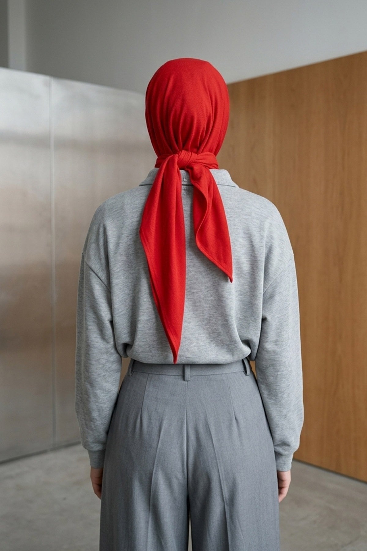 Breathable Cotton Hijab Scarf – Lightweight, Stretch, No-Slip Triangle Scarf for Everyday Comfort,B-41 Red