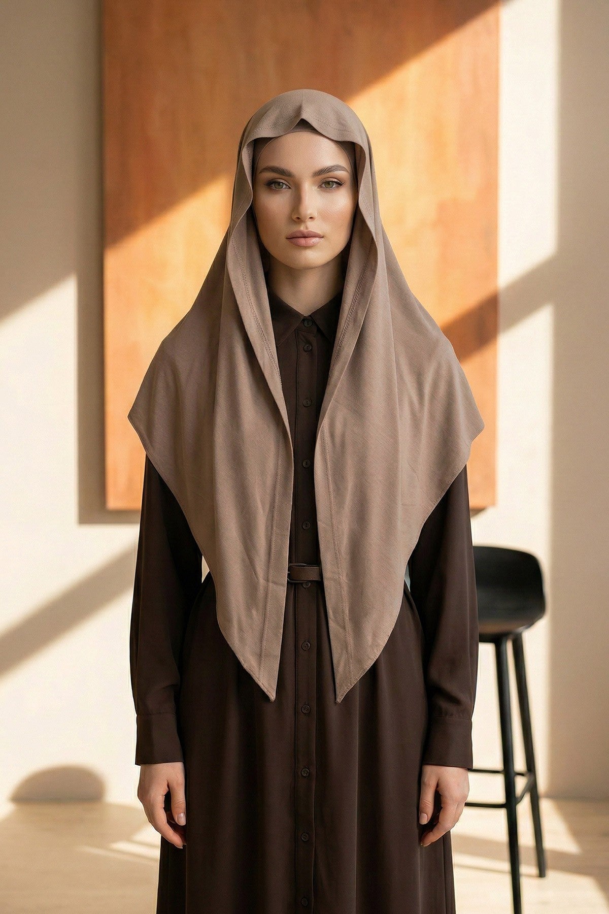 Breathable Cotton Hijab Scarf – Lightweight, Stretch, No-Slip Triangle Scarf for Everyday Comfort,B-41 Mink