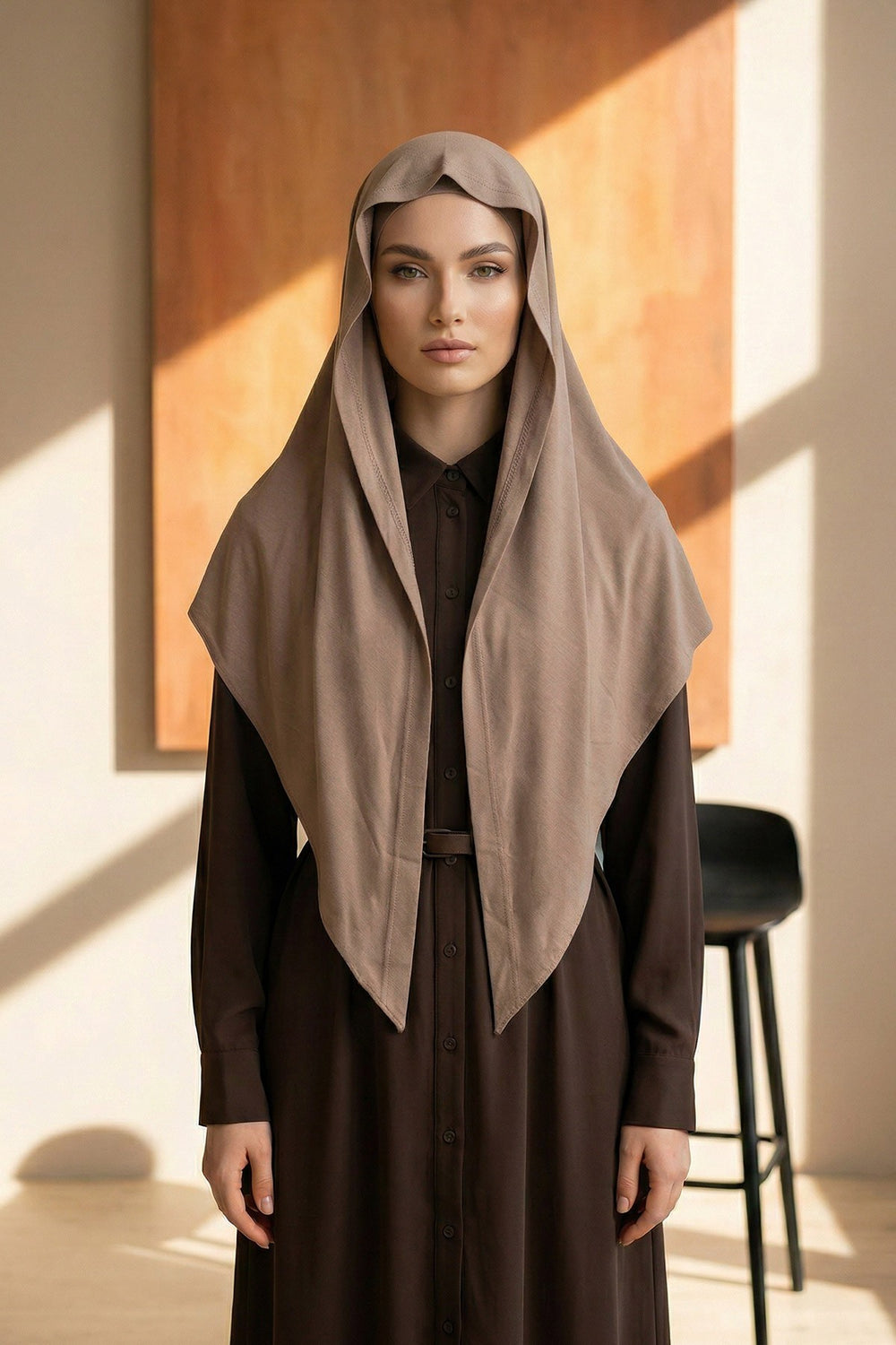 Breathable Cotton Hijab Scarf – Lightweight, Stretch, No-Slip Triangle Scarf for Everyday Comfort,B-41 Mink