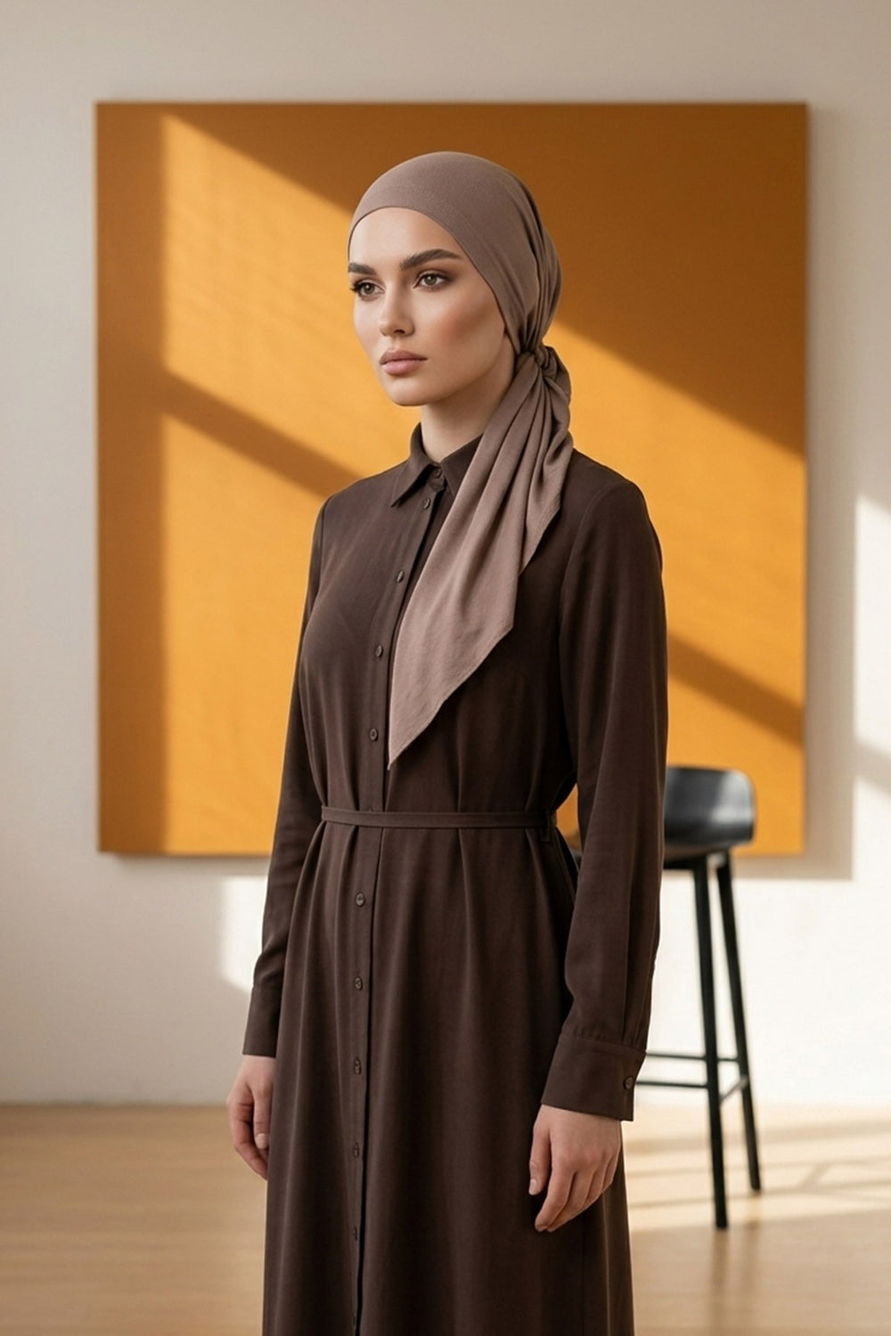 Breathable Cotton Hijab Scarf – Lightweight, Stretch, No-Slip Triangle Scarf for Everyday Comfort,B-41 Mink
