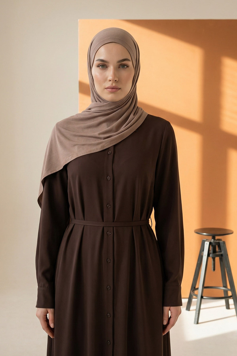 Breathable Cotton Hijab Scarf – Lightweight, Stretch, No-Slip Triangle Scarf for Everyday Comfort,B-41 Mink