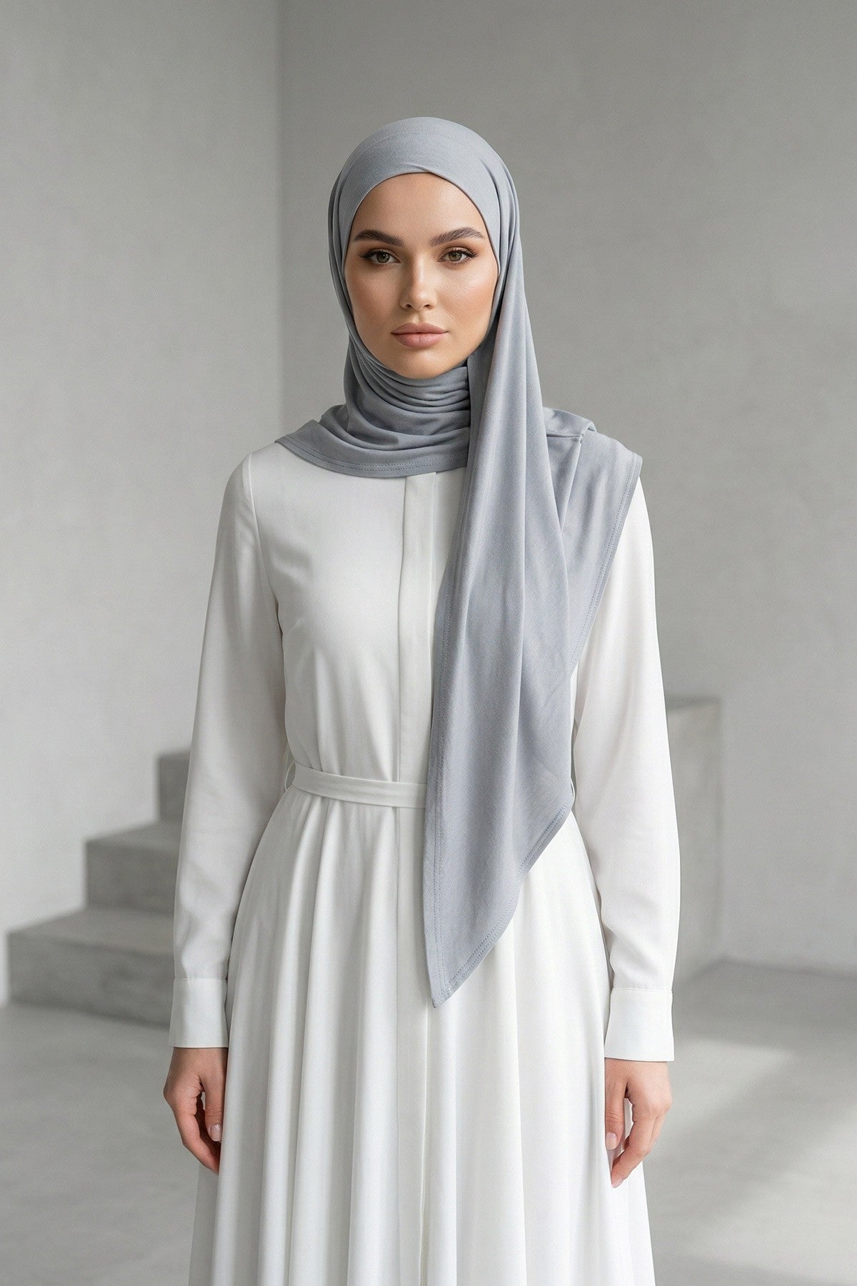 Breathable Cotton Hijab Scarf – Lightweight, Stretch, No-Slip Triangle Scarf for Everyday Comfort,B-41 Grey 2