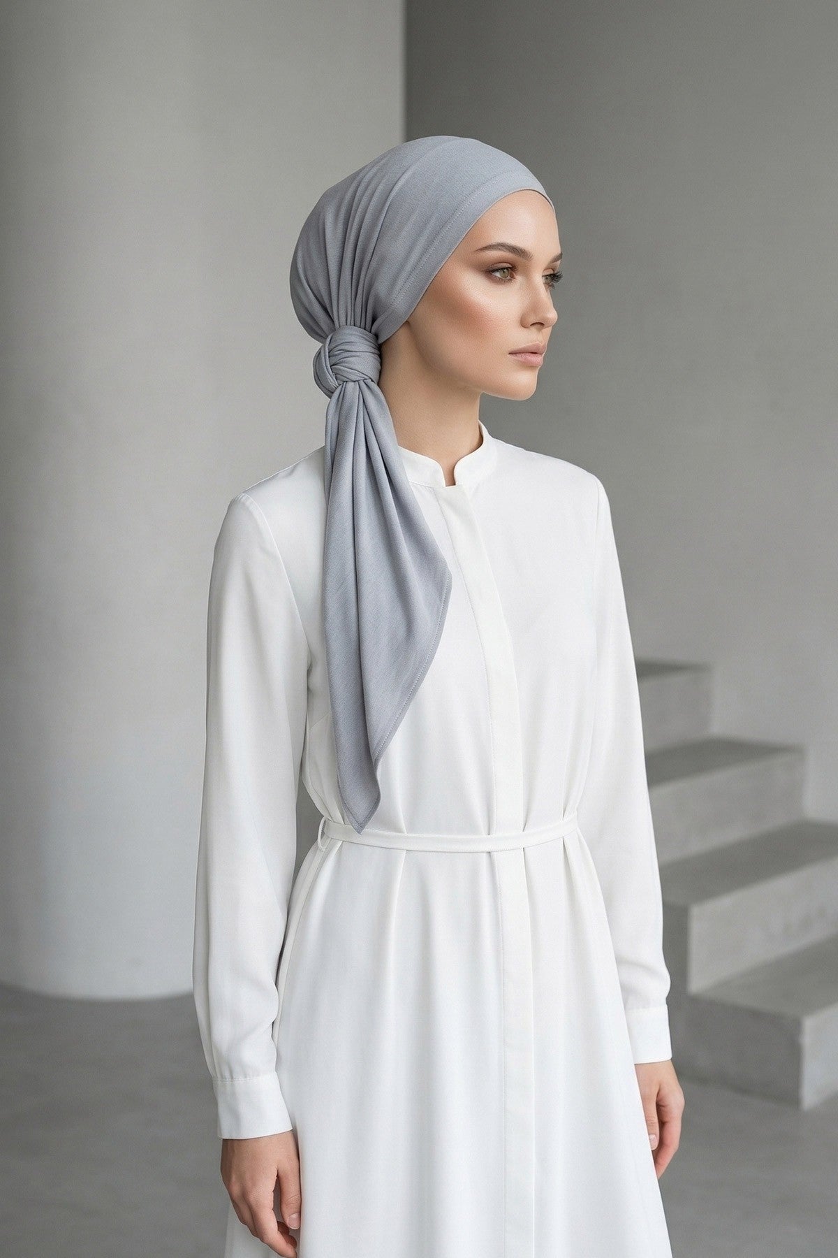 Breathable Cotton Hijab Scarf – Lightweight, Stretch, No-Slip Triangle Scarf for Everyday Comfort,B-41 Grey 2