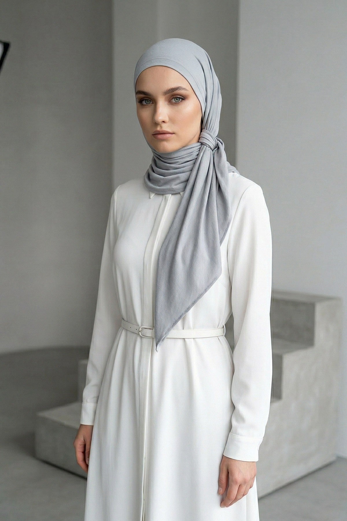 Breathable Cotton Hijab Scarf – Lightweight, Stretch, No-Slip Triangle Scarf for Everyday Comfort,B-41 Grey 2