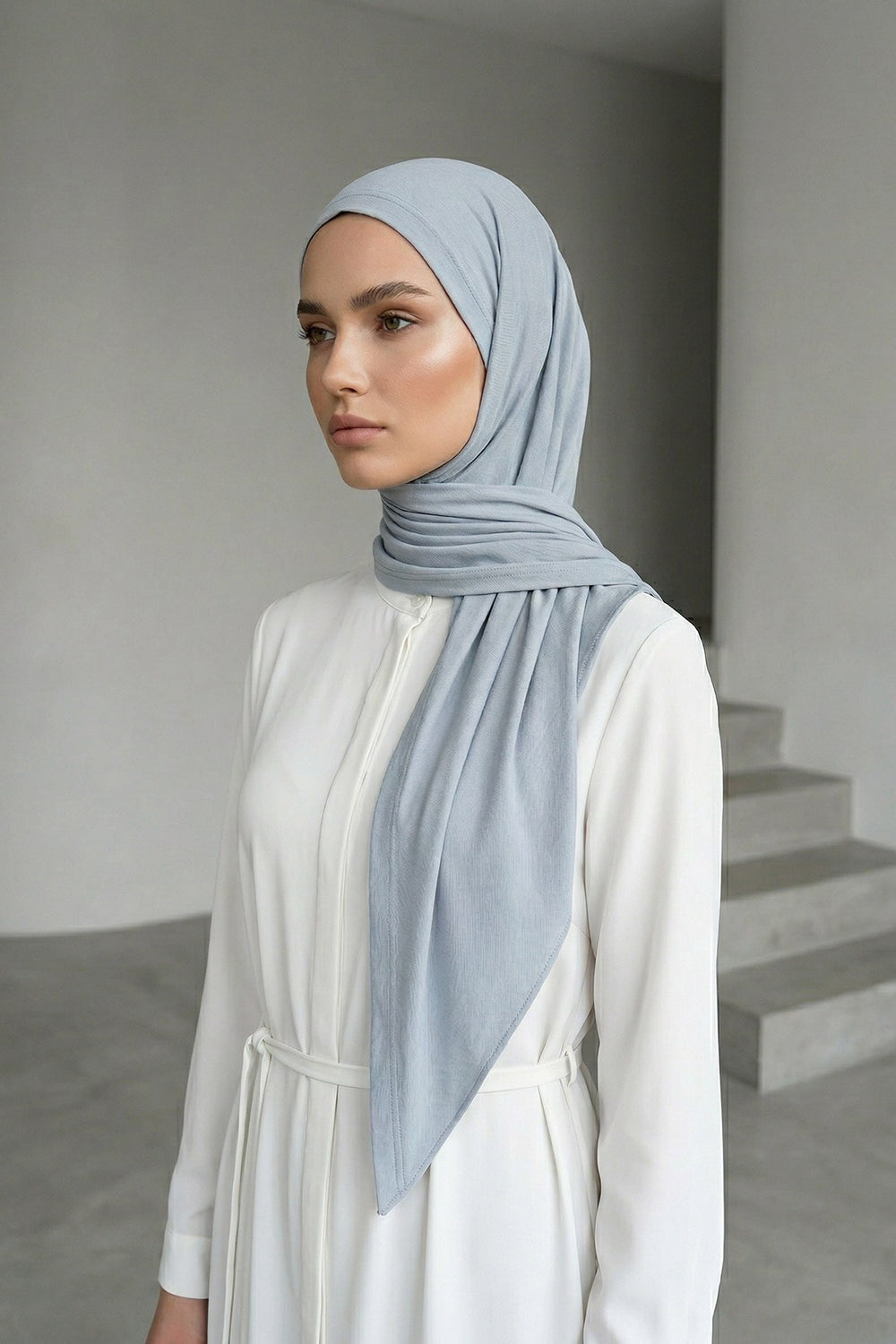 Breathable Cotton Hijab Scarf – Lightweight, Stretch, No-Slip Triangle Scarf for Everyday Comfort,B-41 Grey 2