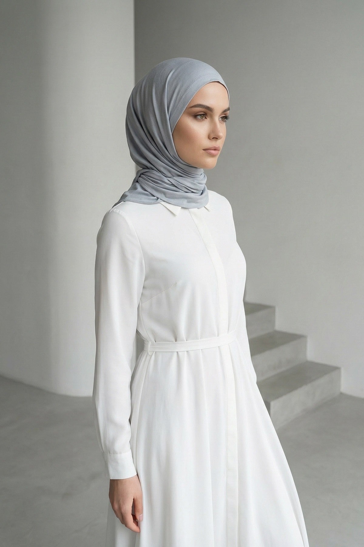 Breathable Cotton Hijab Scarf – Lightweight, Stretch, No-Slip Triangle Scarf for Everyday Comfort,B-41 Grey 2