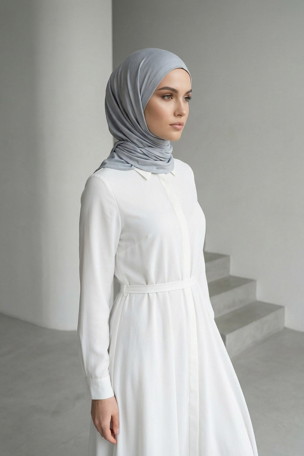 Breathable Cotton Hijab Scarf – Lightweight, Stretch, No-Slip Triangle Scarf for Everyday Comfort,B-41 Grey 2