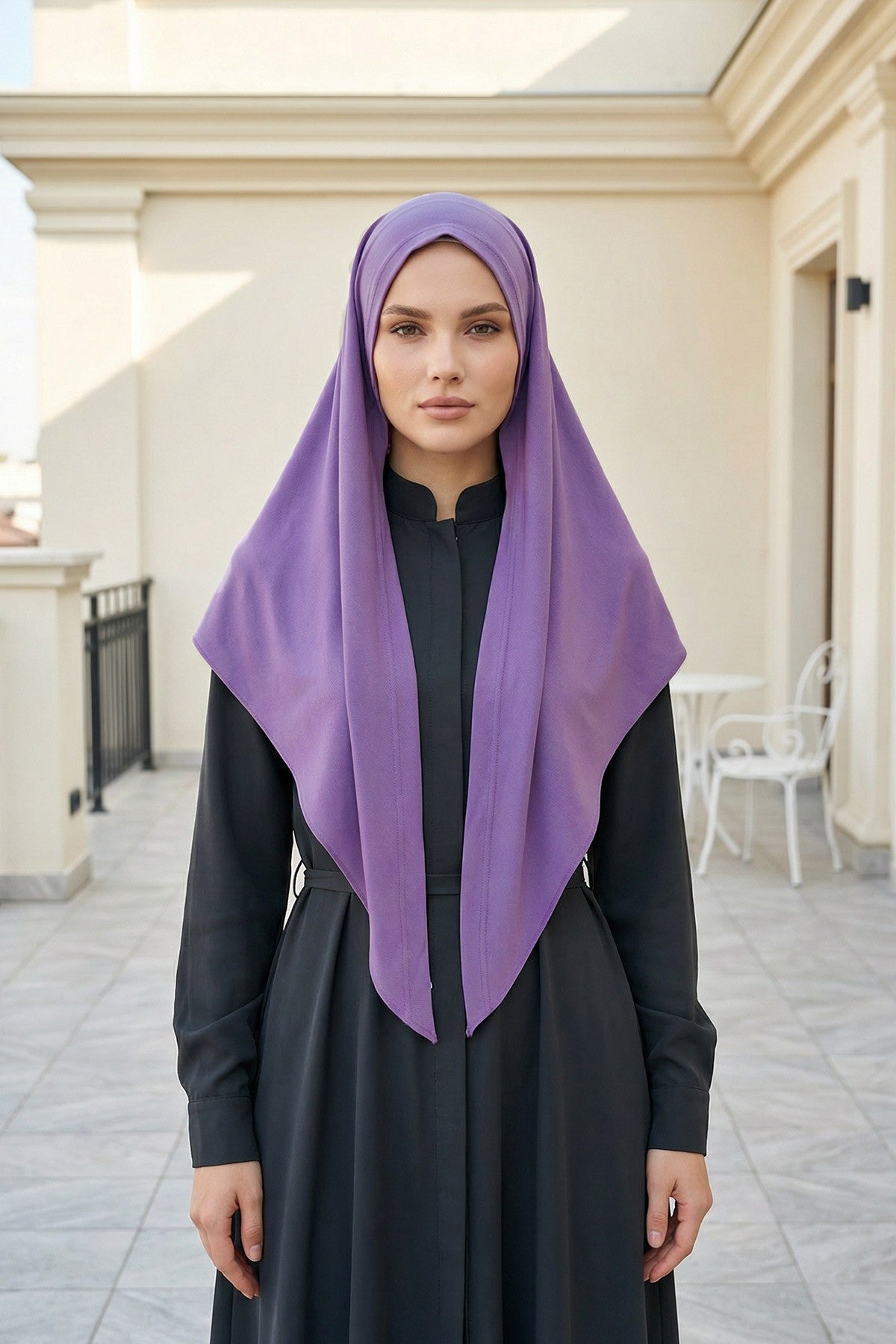 Breathable Cotton Hijab Scarf – Lightweight, Stretch, No-Slip Triangle Scarf for Everyday Comfort,B-41 Purple 2