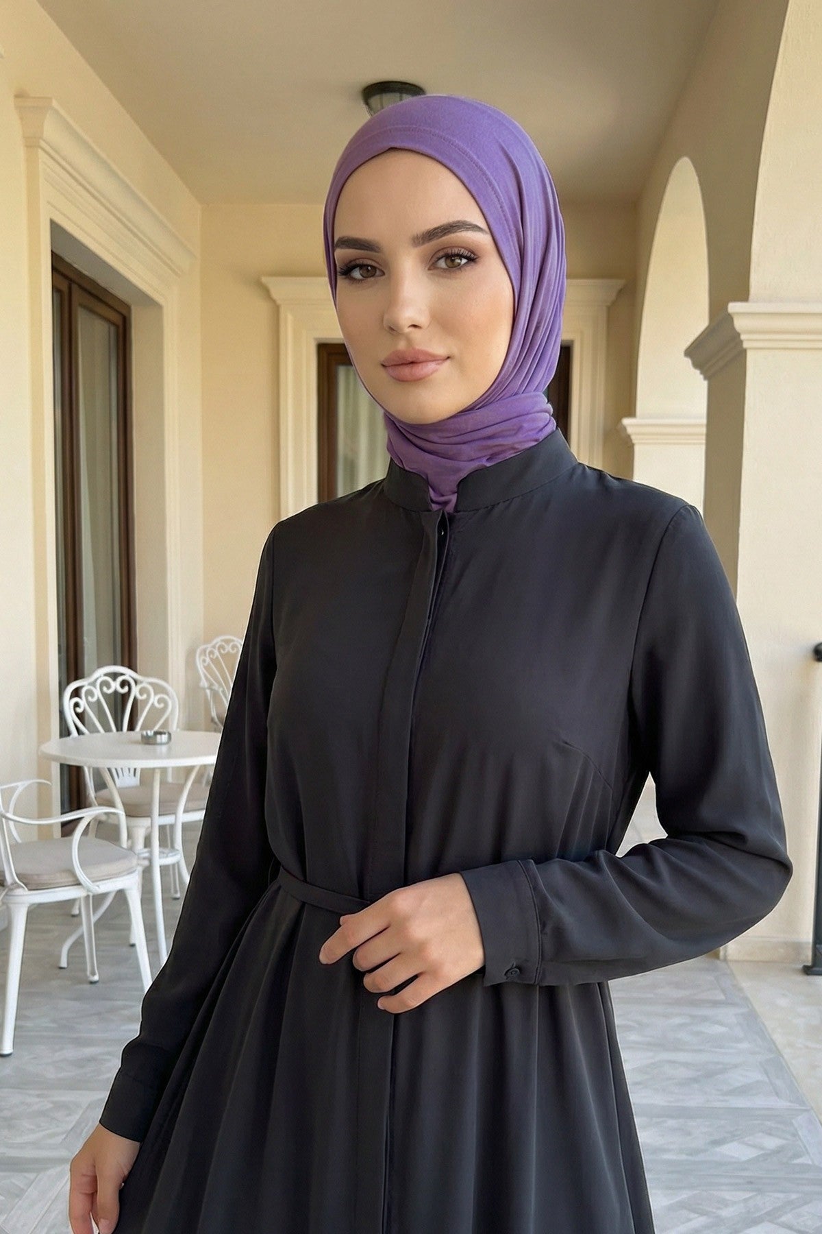 Breathable Cotton Hijab Scarf – Lightweight, Stretch, No-Slip Triangle Scarf for Everyday Comfort,B-41 Purple 2