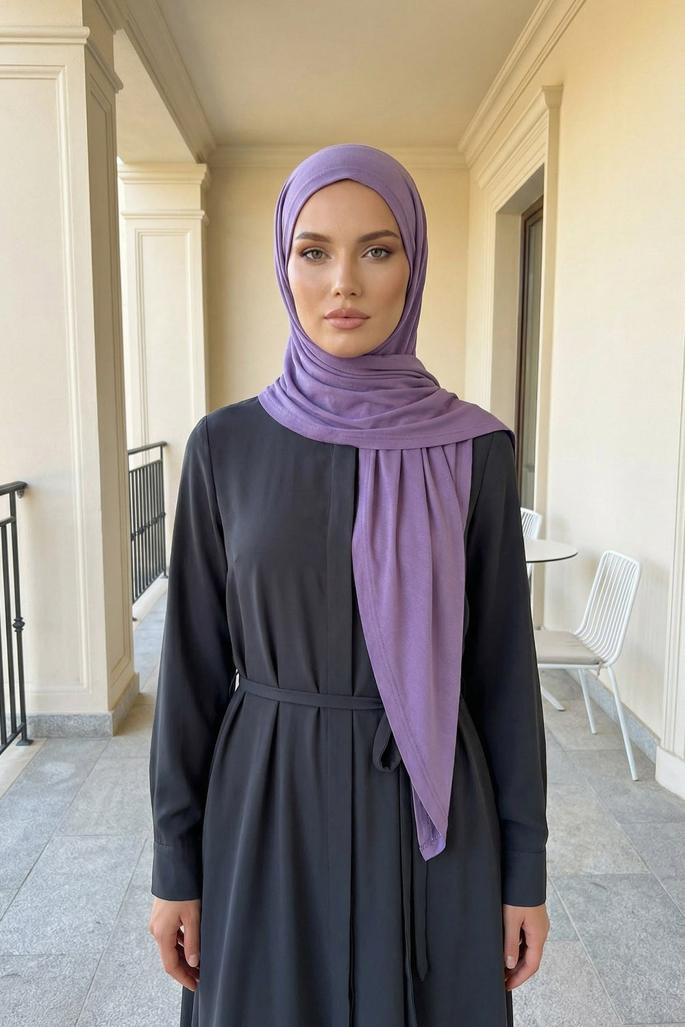 Breathable Cotton Hijab Scarf – Lightweight, Stretch, No-Slip Triangle Scarf for Everyday Comfort,B-41 Purple 2