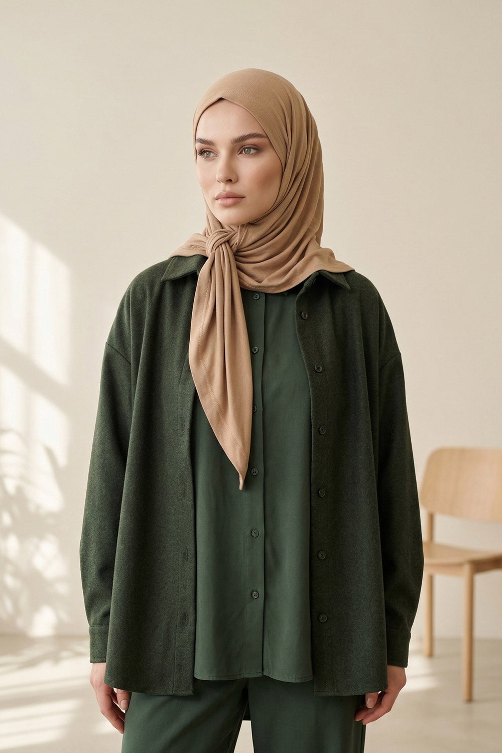 Breathable Cotton Hijab Scarf – Lightweight, Stretch, No-Slip Triangle Scarf for Everyday Comfort,B-41 Sand Brown