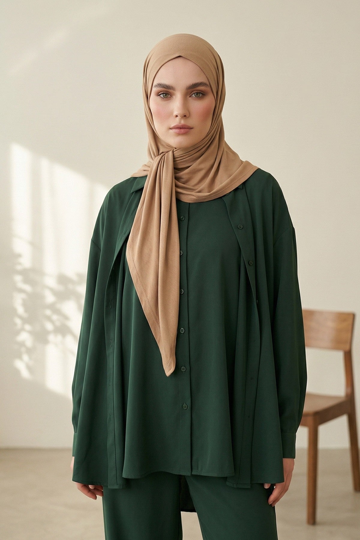 Breathable Cotton Hijab Scarf – Lightweight, Stretch, No-Slip Triangle Scarf for Everyday Comfort,B-41 Sand Brown