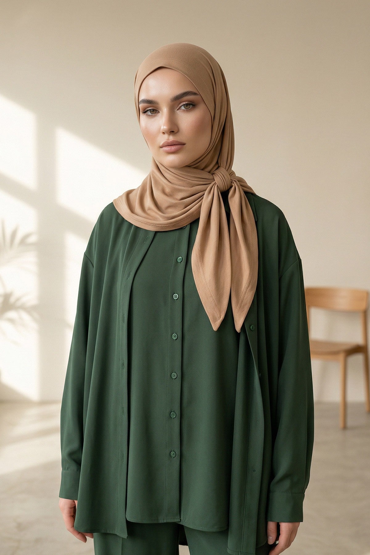 Breathable Cotton Hijab Scarf – Lightweight, Stretch, No-Slip Triangle Scarf for Everyday Comfort,B-41 Sand Brown