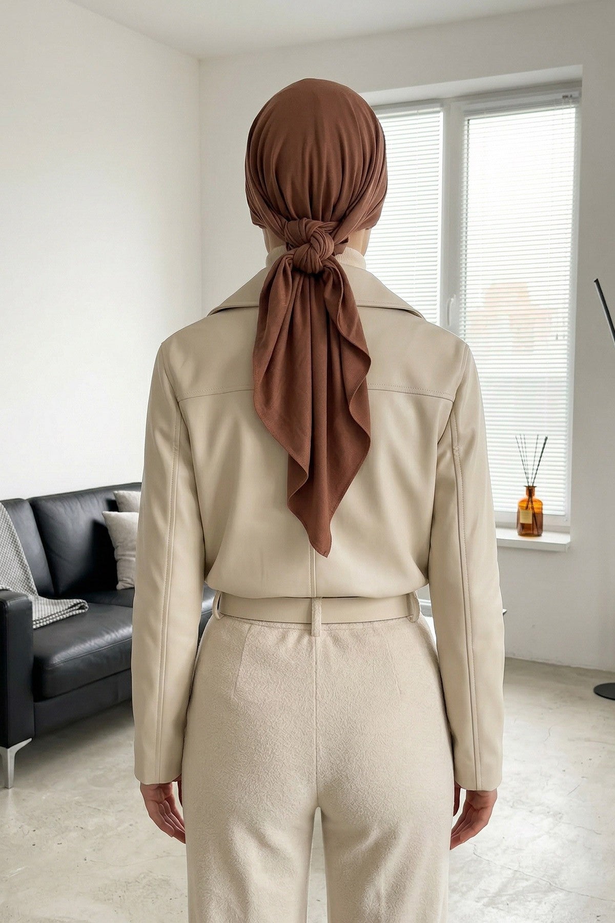 Breathable Cotton Hijab Scarf – Lightweight, Stretch, No-Slip Triangle Scarf for Everyday Comfort,B-41 Caramel Brown