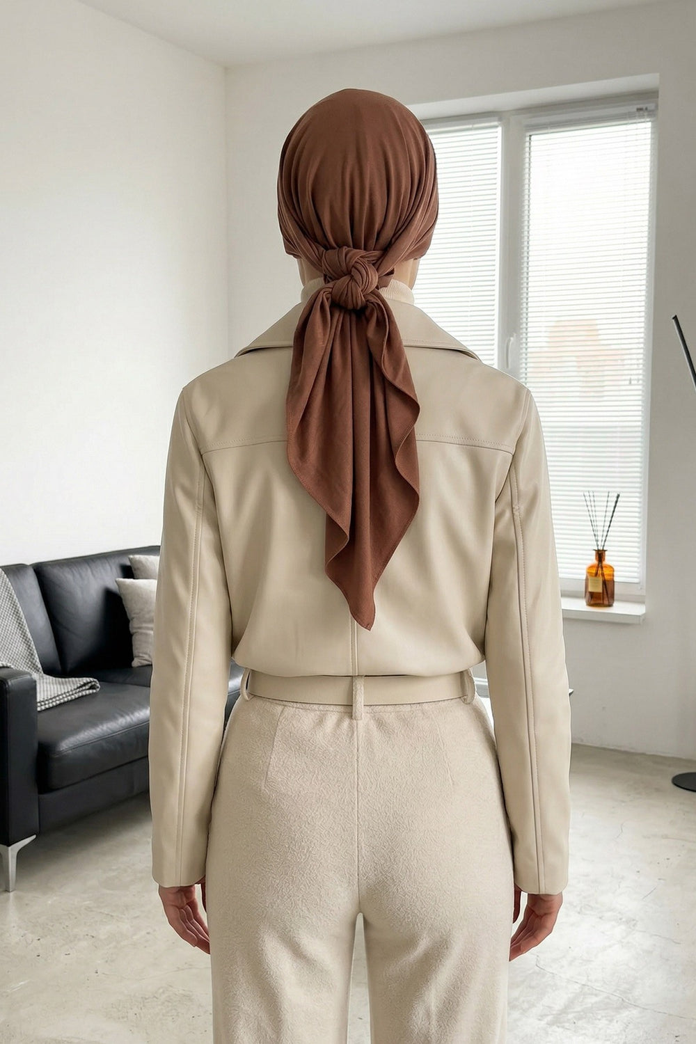Breathable Cotton Hijab Scarf – Lightweight, Stretch, No-Slip Triangle Scarf for Everyday Comfort,B-41 Caramel Brown