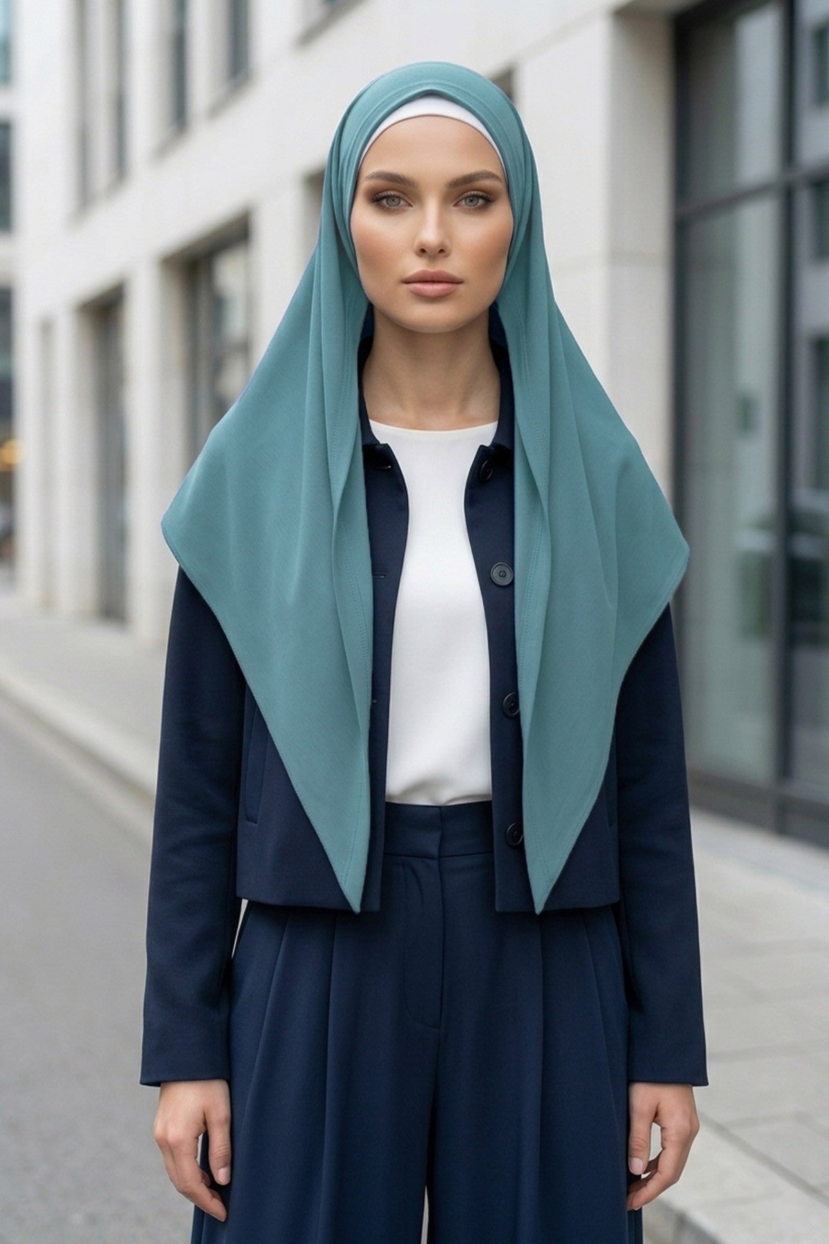Breathable Cotton Hijab Scarf – Lightweight, Stretch, No-Slip Triangle Scarf for Everyday Comfort,B-41 Dark Mint