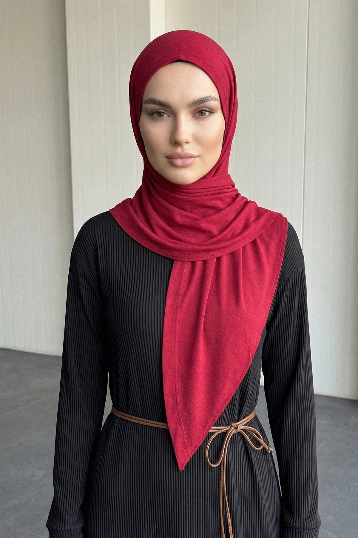 Breathable Cotton Hijab Scarf – Lightweight, Stretch, No-Slip Triangle Scarf for Everyday Comfort,B-41 Maroon