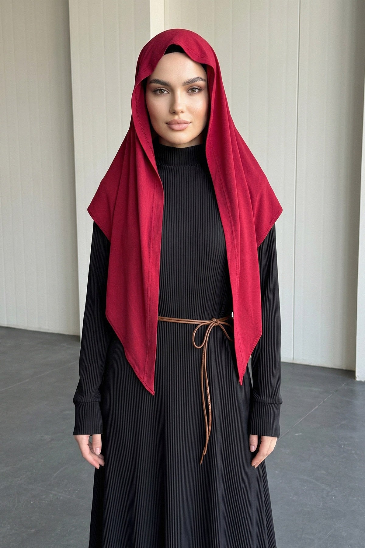 Breathable Cotton Hijab Scarf – Lightweight, Stretch, No-Slip Triangle Scarf for Everyday Comfort,B-41 Maroon
