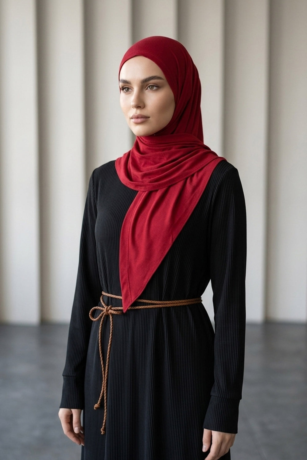 Breathable Cotton Hijab Scarf – Lightweight, Stretch, No-Slip Triangle Scarf for Everyday Comfort,B-41 Maroon