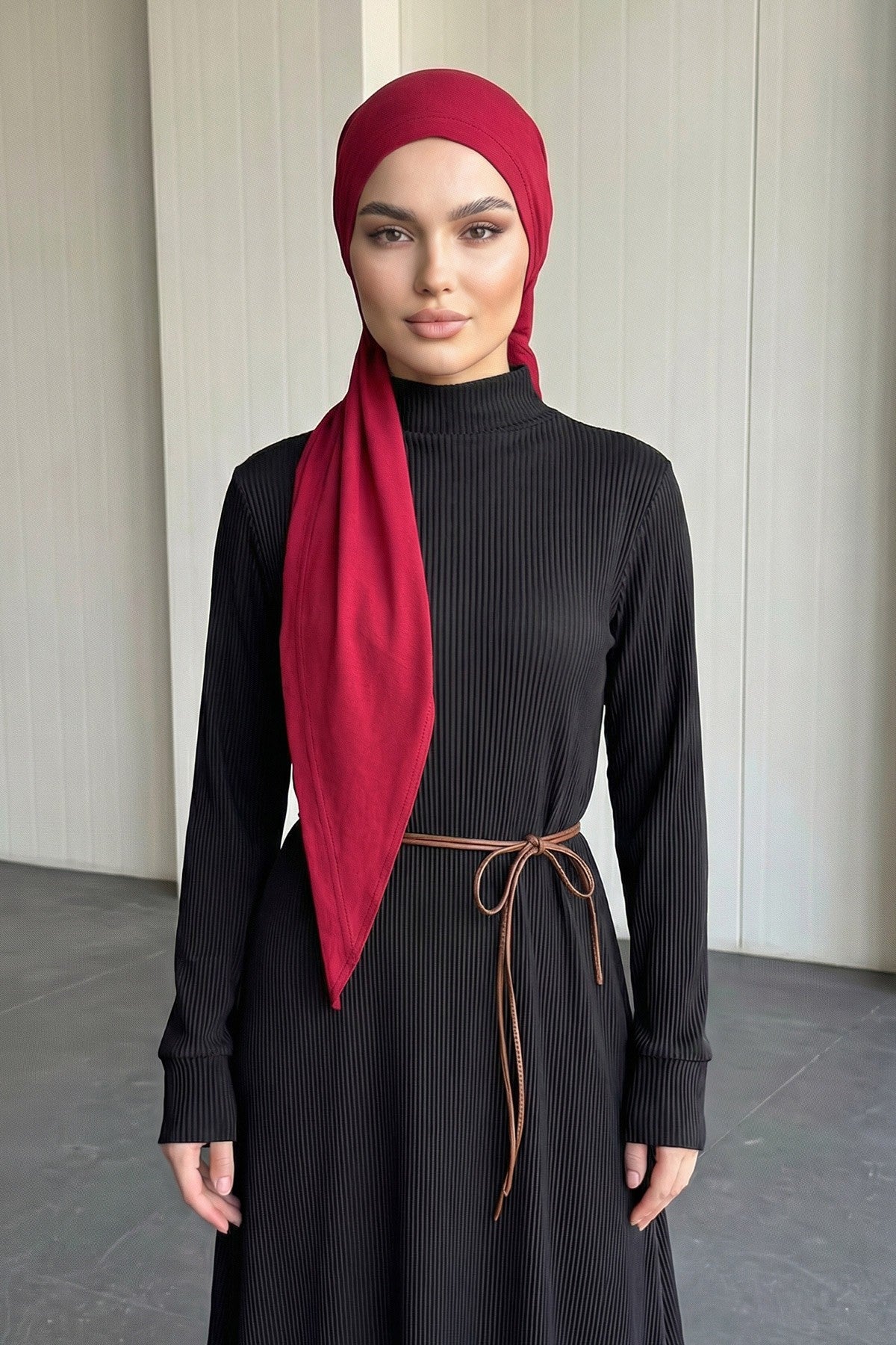 Breathable Cotton Hijab Scarf – Lightweight, Stretch, No-Slip Triangle Scarf for Everyday Comfort,B-41 Maroon