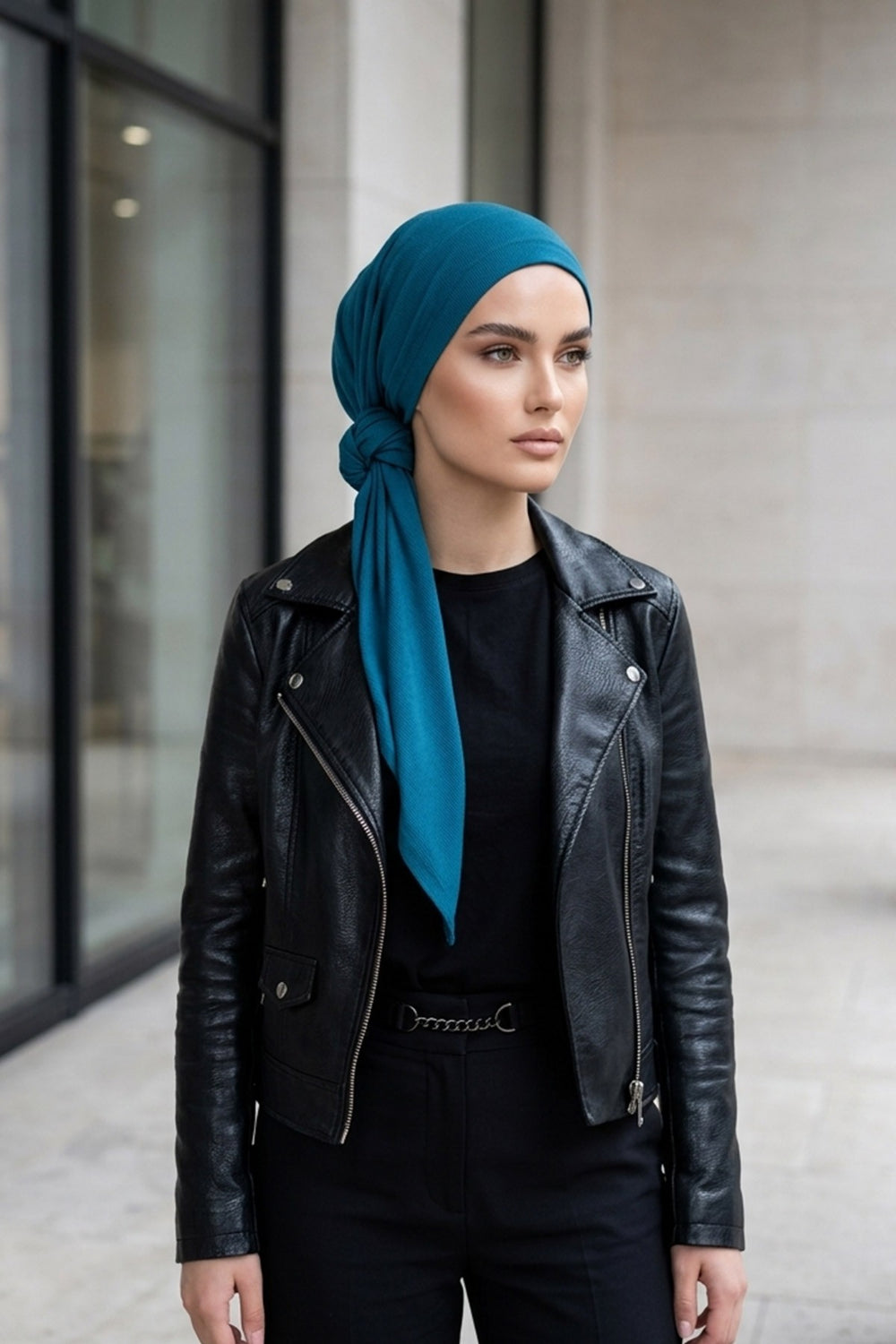 Breathable Cotton Hijab Scarf – Lightweight, Stretch, No-Slip Triangle Scarf for Everyday Comfort,B-41 Petrol Blue