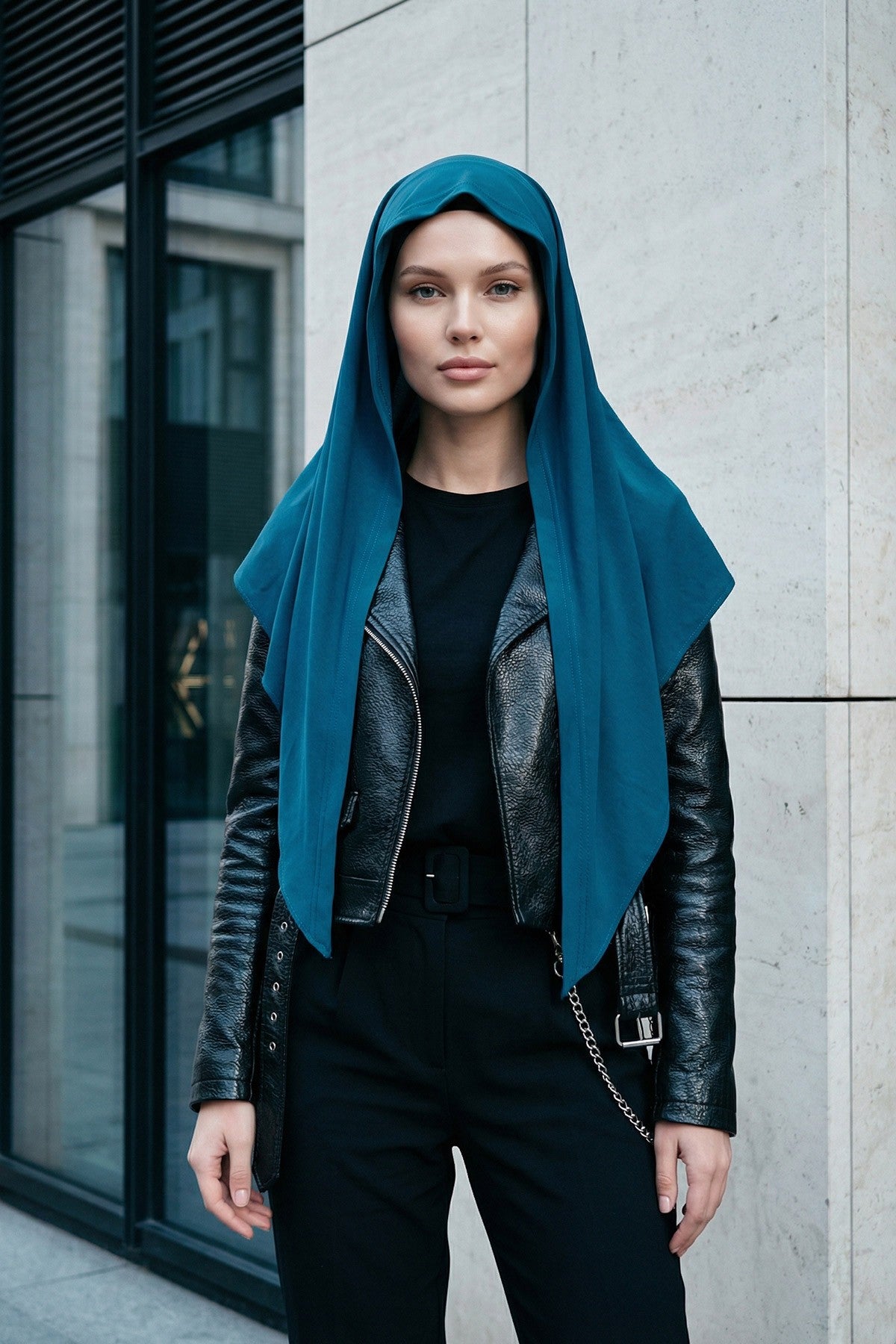 Breathable Cotton Hijab Scarf – Lightweight, Stretch, No-Slip Triangle Scarf for Everyday Comfort,B-41 Petrol Blue