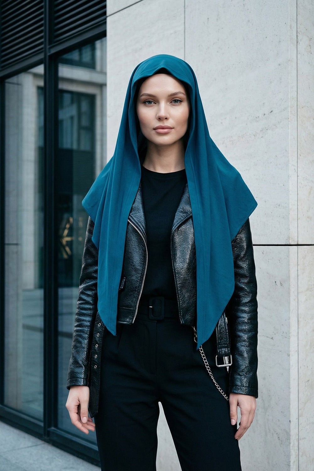 Breathable Cotton Hijab Scarf – Lightweight, Stretch, No-Slip Triangle Scarf for Everyday Comfort,B-41 Petrol Blue