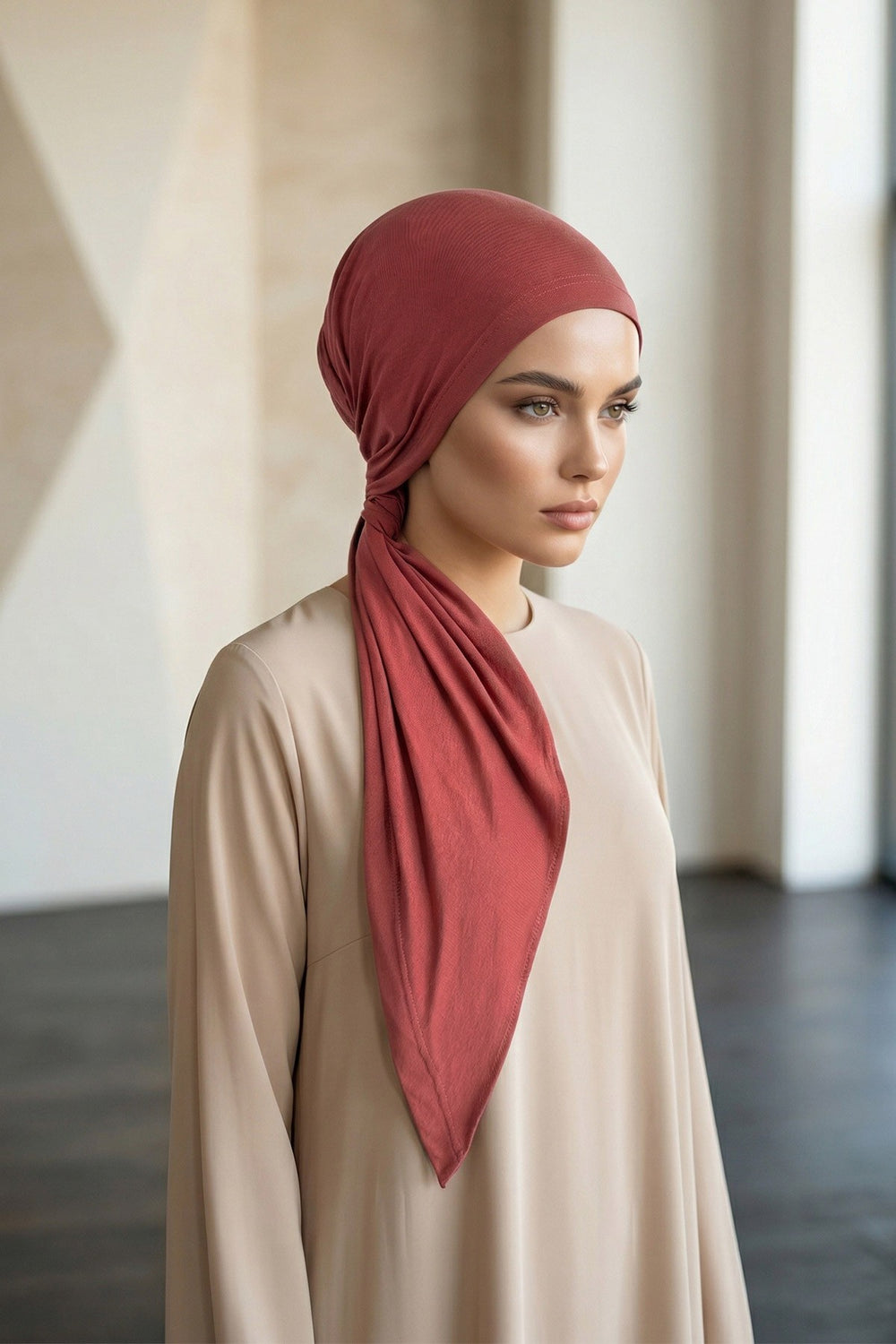Breathable Cotton Hijab Scarf – Lightweight, Stretch, No-Slip Triangle Scarf for Everyday Comfort,B-41 Cinnamon