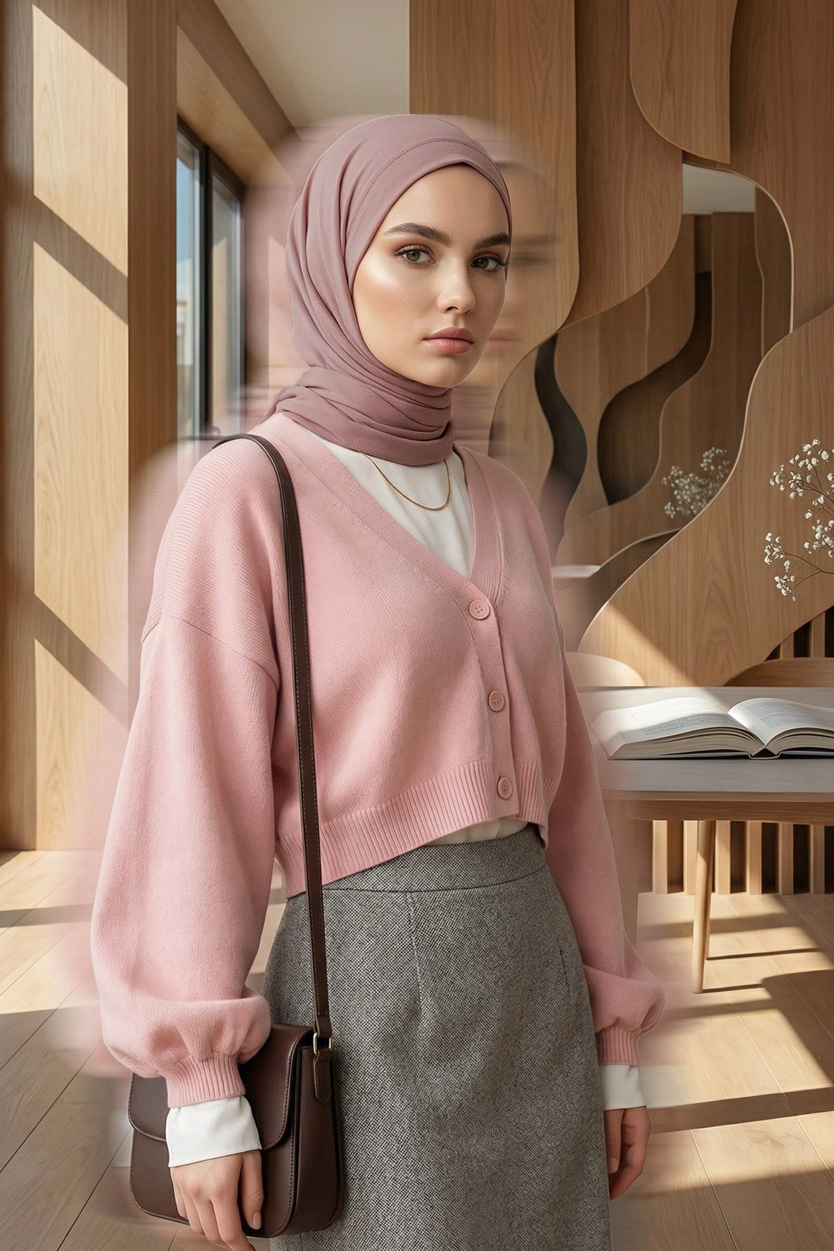 Breathable Cotton Hijab Scarf – Lightweight, Stretch, No-Slip Triangle Scarf for Everyday Comfort,B-41 Dusty Rose