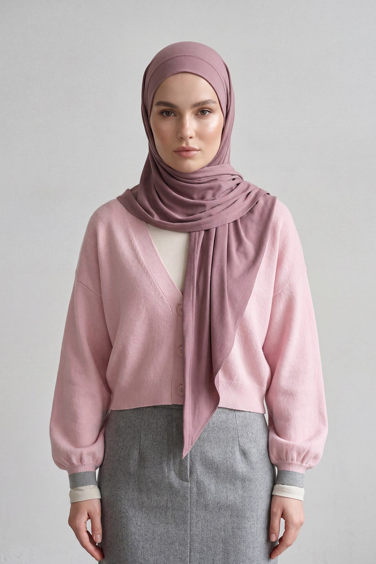 Breathable Cotton Hijab Scarf – Lightweight, Stretch, No-Slip Triangle Scarf for Everyday Comfort,B-41 Dusty Rose