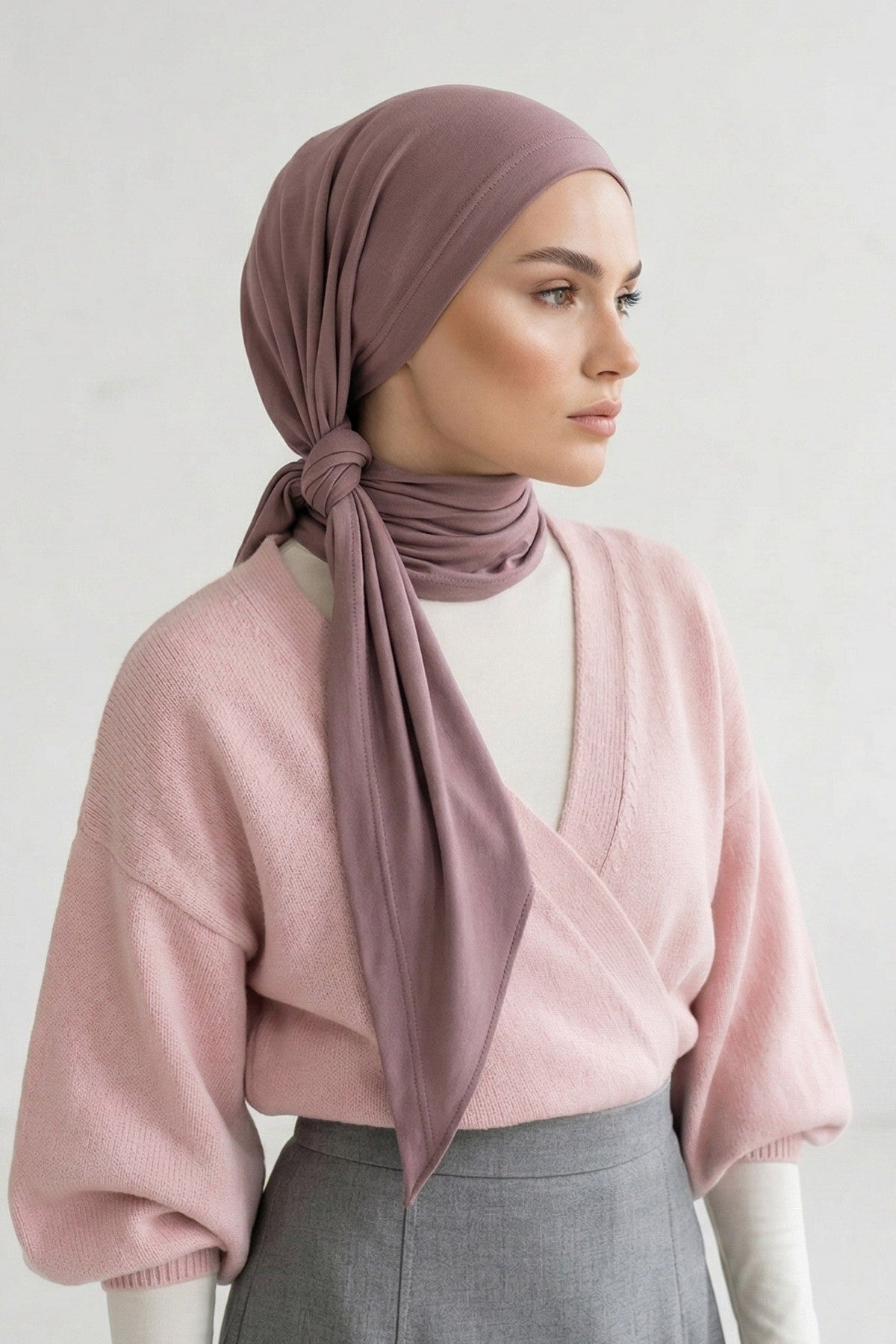 Breathable Cotton Hijab Scarf – Lightweight, Stretch, No-Slip Triangle Scarf for Everyday Comfort,B-41 Dusty Rose