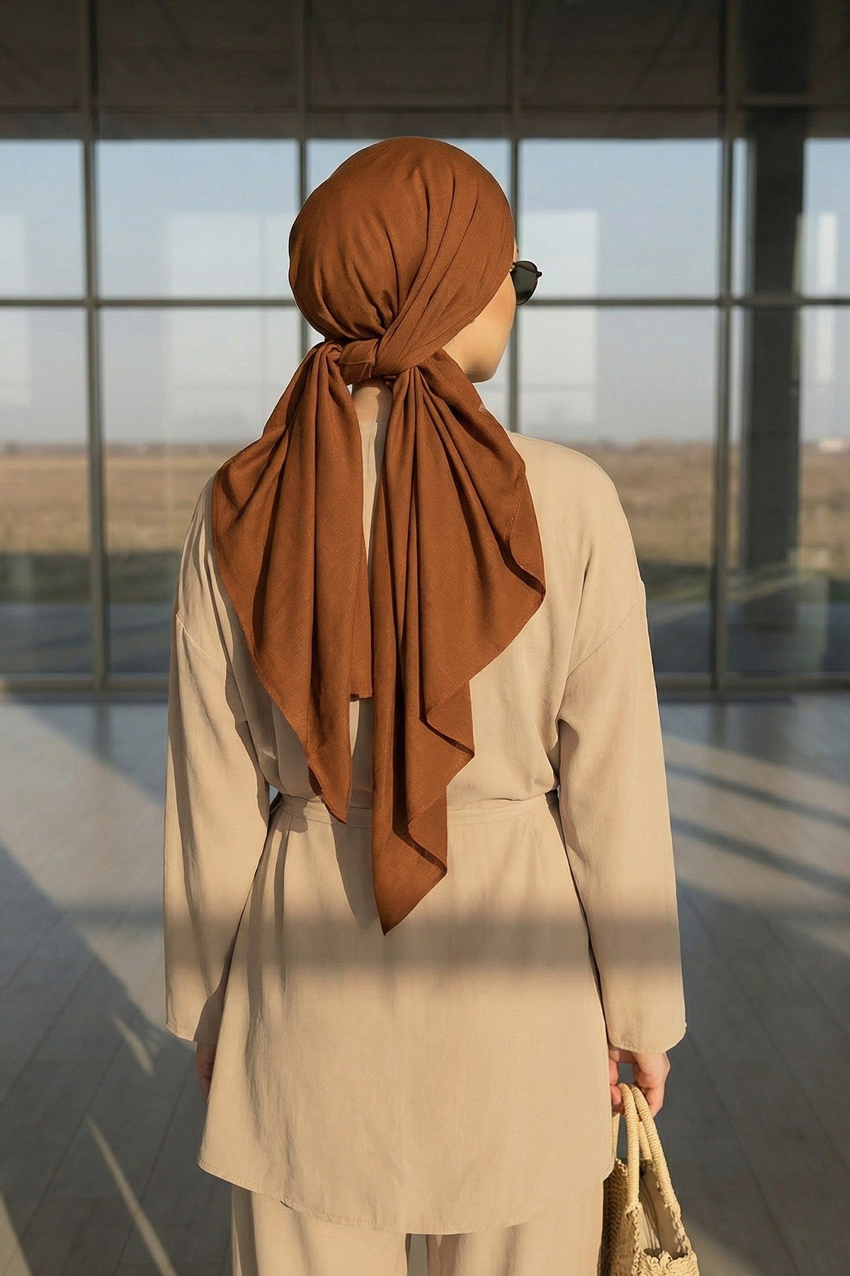 Breathable Cotton Hijab Scarf – Lightweight, Stretch, No-Slip Triangle Scarf for Everyday Comfort,B-41 Tile Red