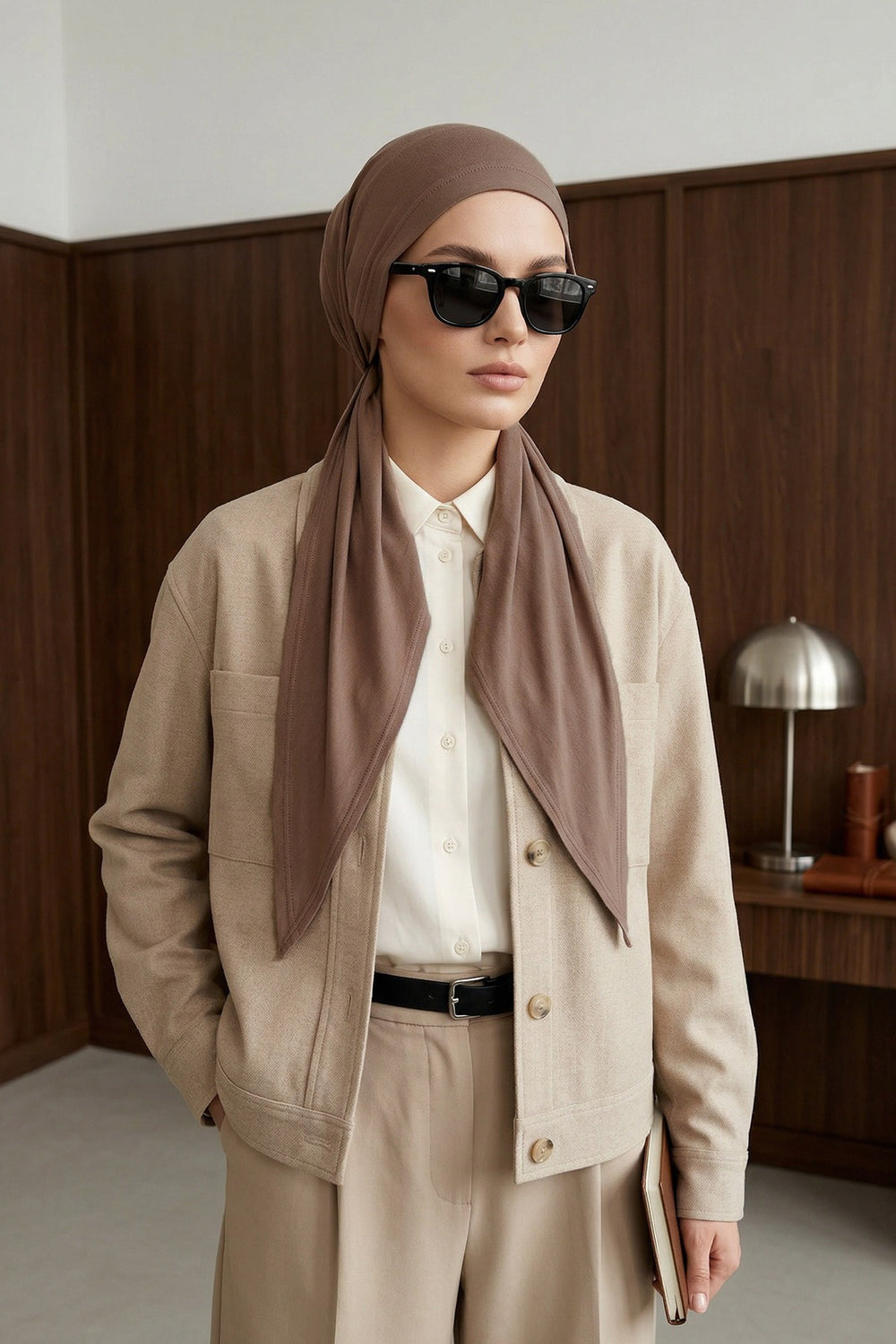 Breathable Cotton Hijab Scarf – Lightweight, Stretch, No-Slip Triangle Scarf for Everyday Comfort,B-41 Chocolate