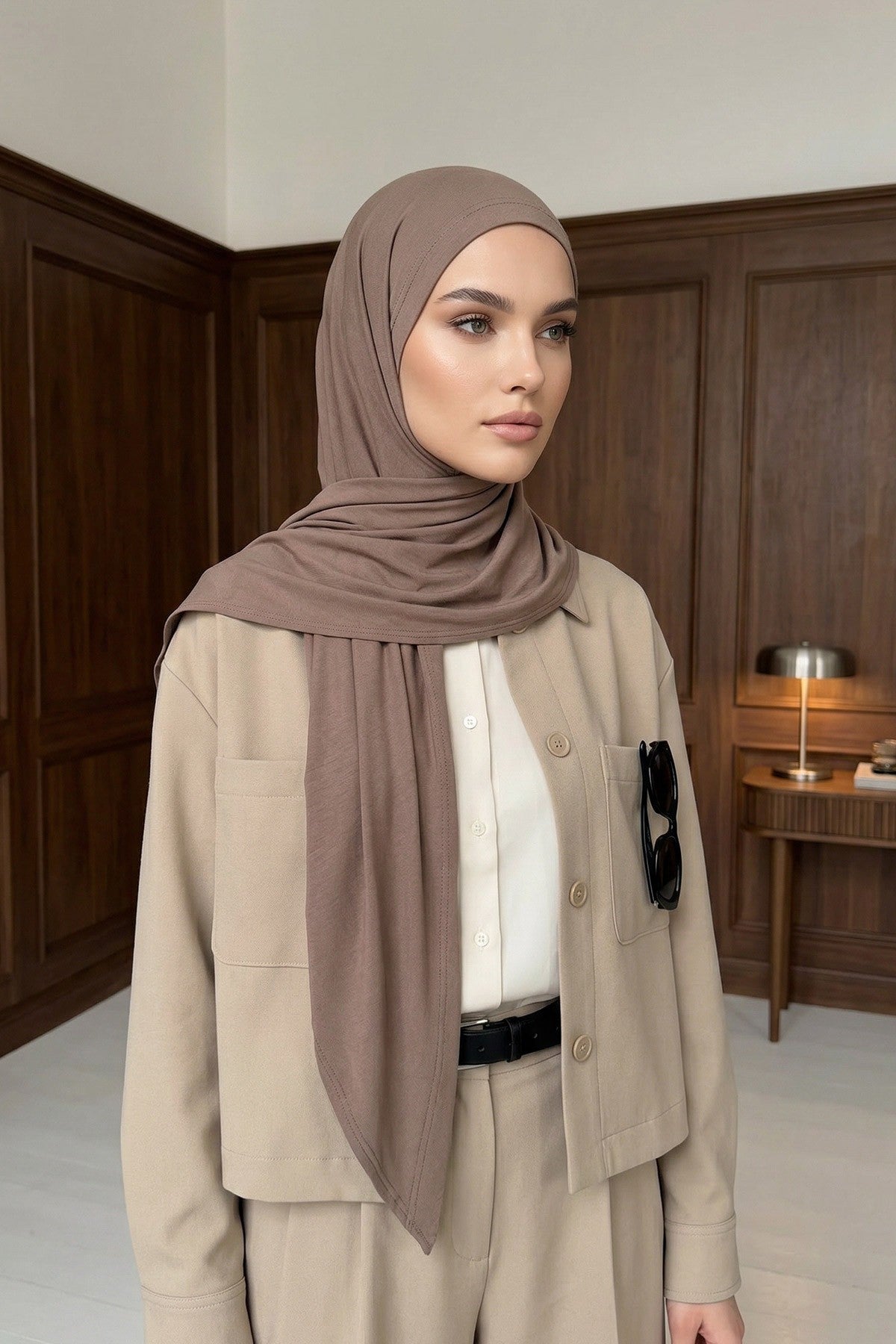 Breathable Cotton Hijab Scarf – Lightweight, Stretch, No-Slip Triangle Scarf for Everyday Comfort,B-41 Chocolate