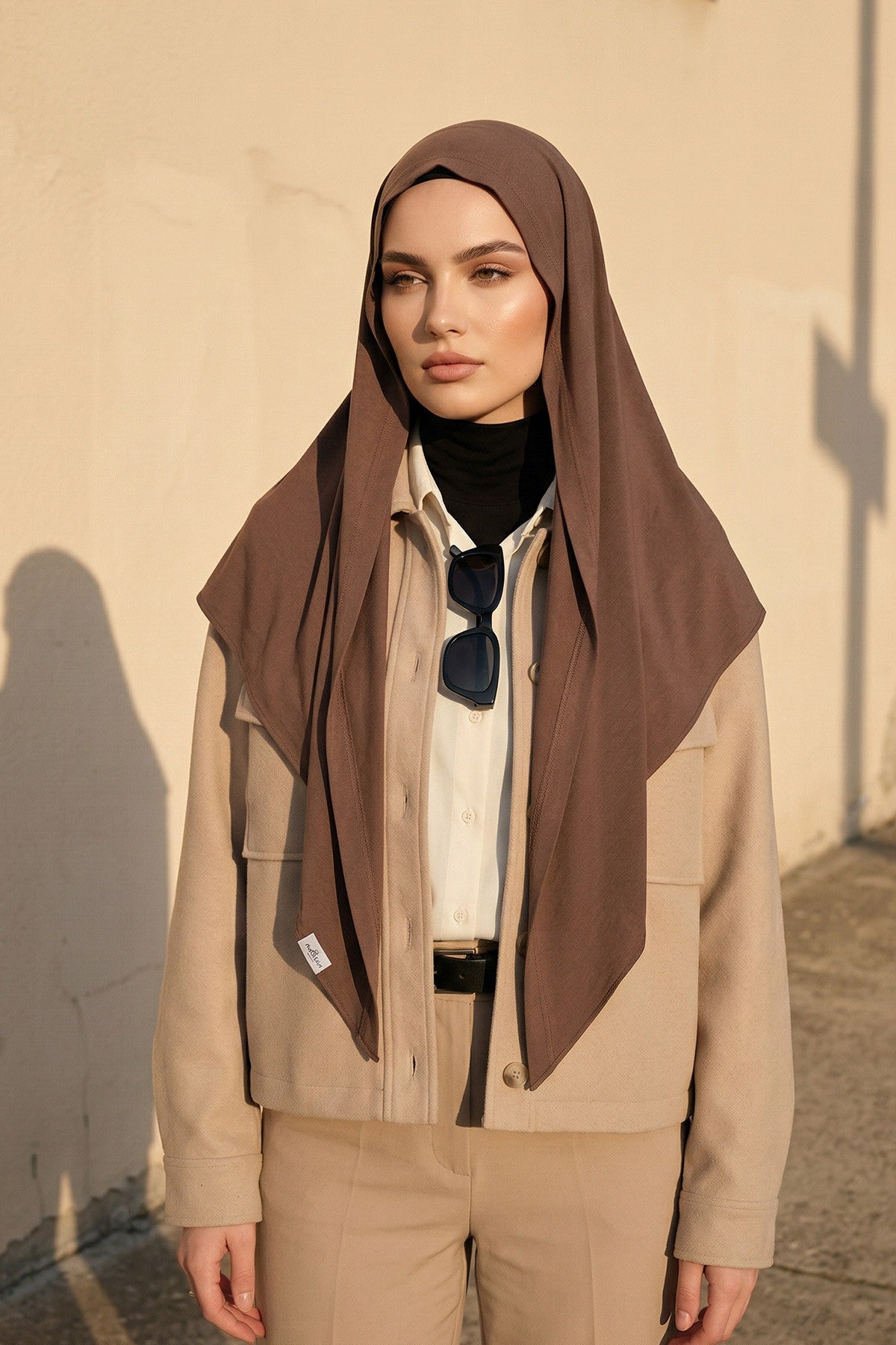 Breathable Cotton Hijab Scarf – Lightweight, Stretch, No-Slip Triangle Scarf for Everyday Comfort,B-41 Chocolate
