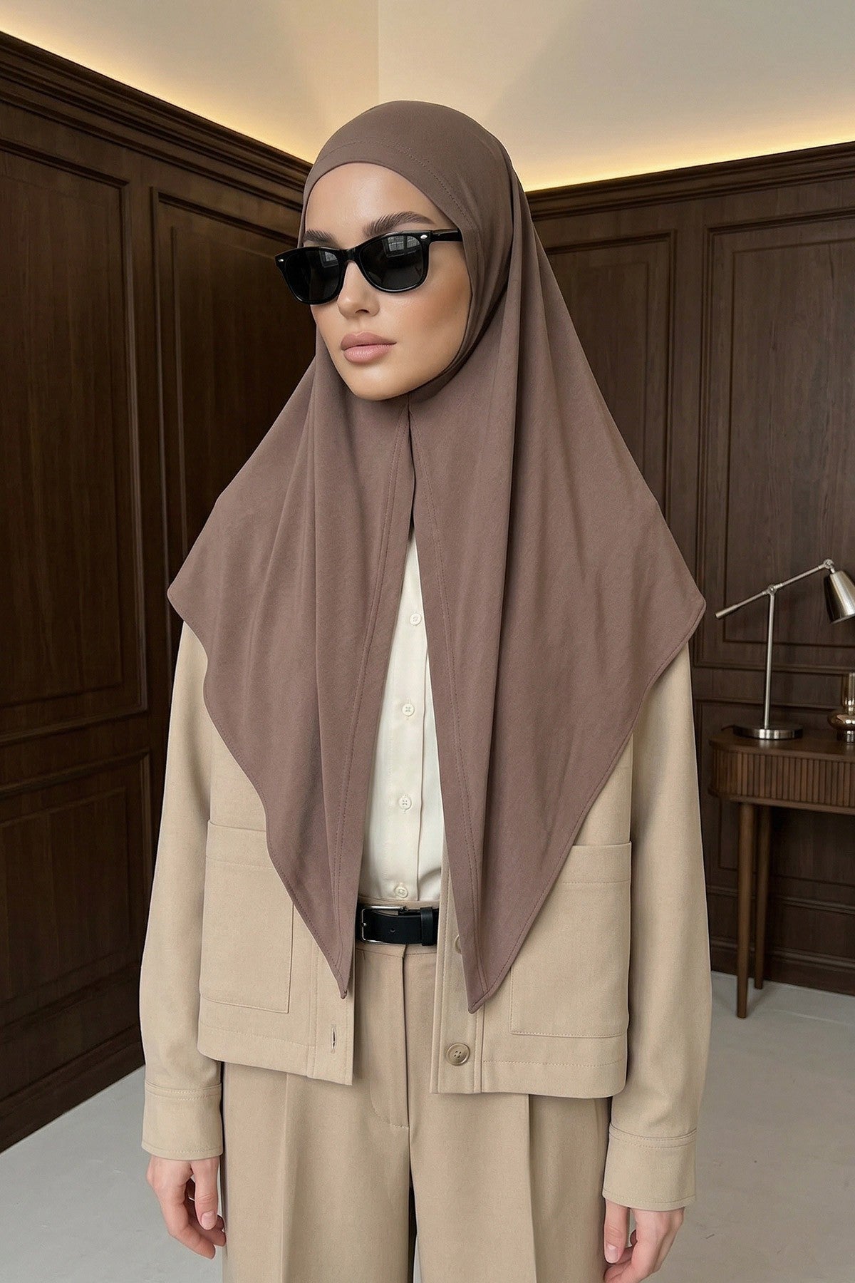 Breathable Cotton Hijab Scarf – Lightweight, Stretch, No-Slip Triangle Scarf for Everyday Comfort,B-41 Chocolate