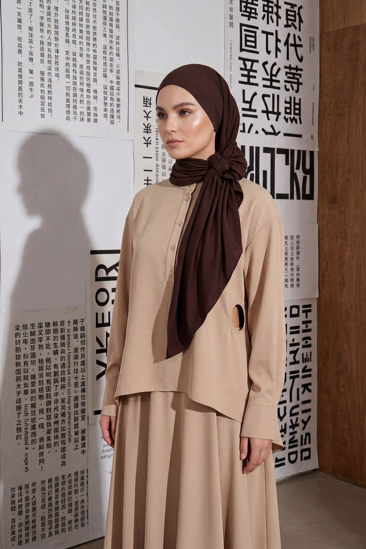 Breathable Cotton Hijab Scarf – Lightweight, Stretch, No-Slip Triangle Scarf for Everyday Comfort,B-41 Brown