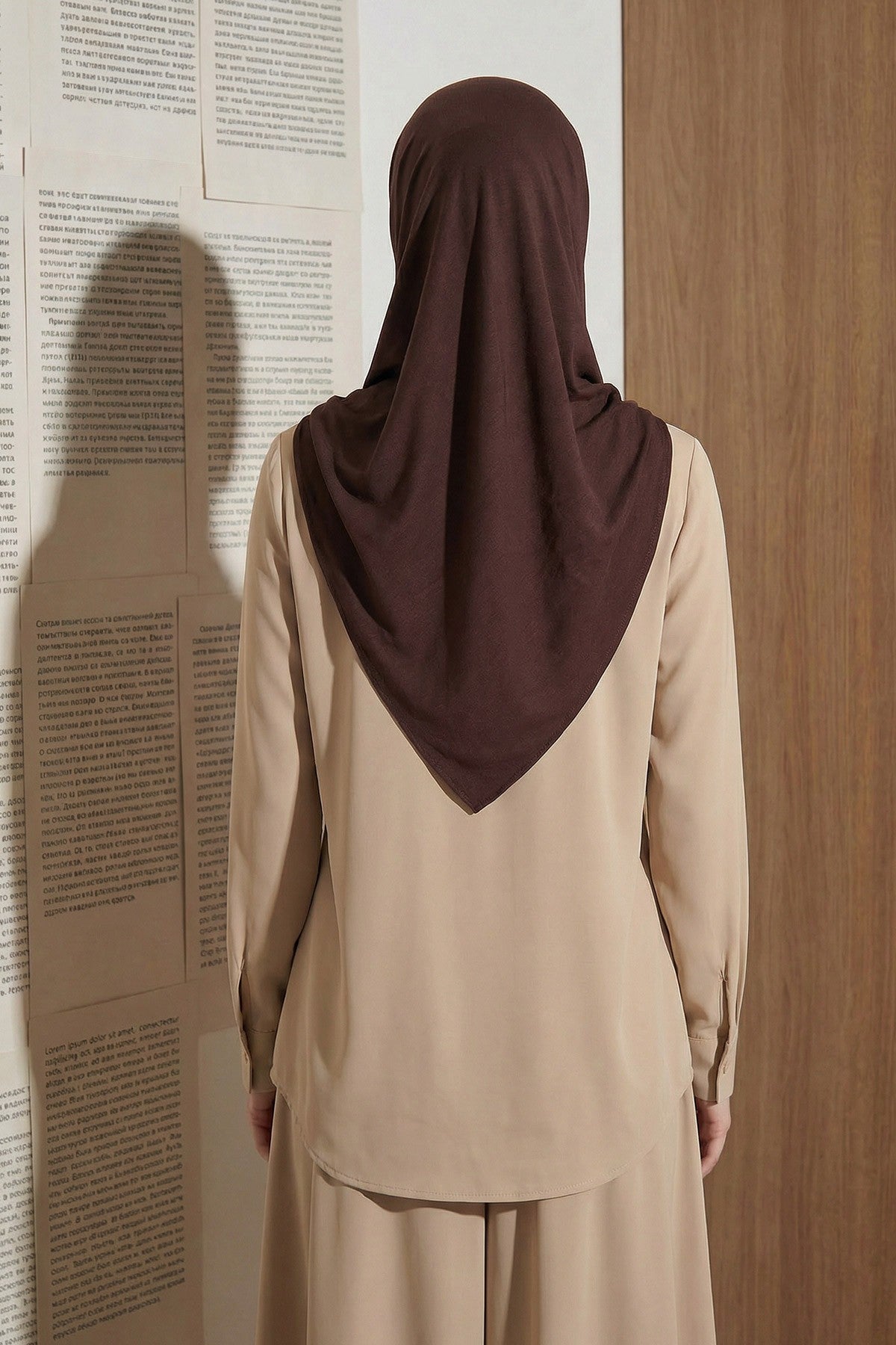 Breathable Cotton Hijab Scarf – Lightweight, Stretch, No-Slip Triangle Scarf for Everyday Comfort,B-41 Brown