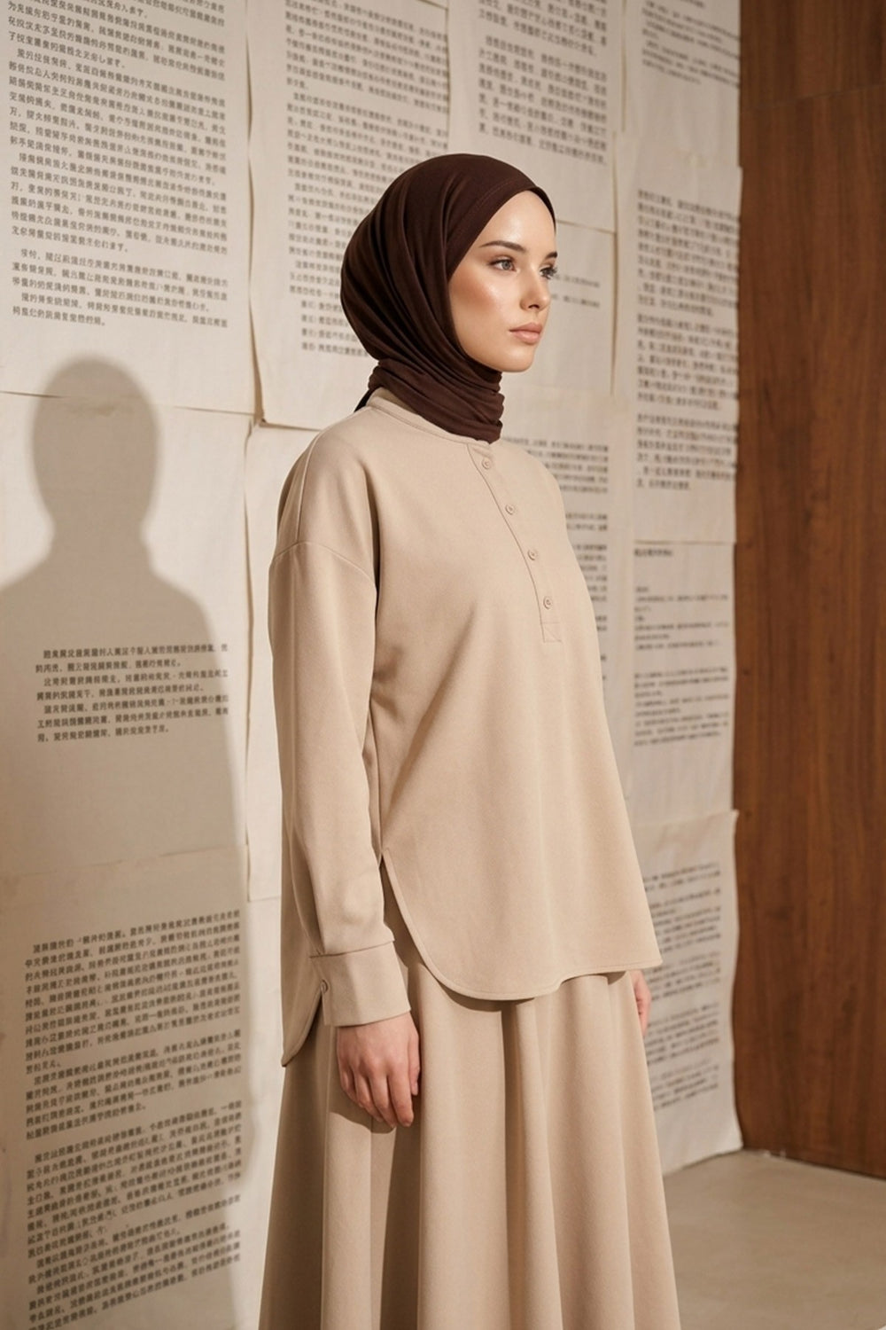 Breathable Cotton Hijab Scarf – Lightweight, Stretch, No-Slip Triangle Scarf for Everyday Comfort,B-41 Brown