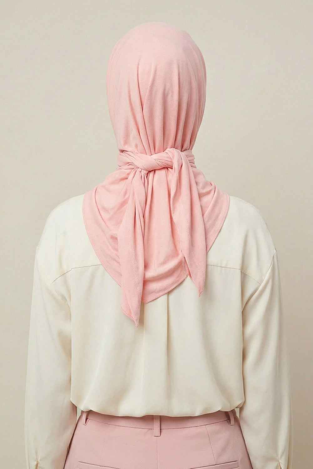 Breathable Cotton Hijab Scarf – Lightweight, Stretch, No-Slip Triangle Scarf for Everyday Comfort,B-41 Powder