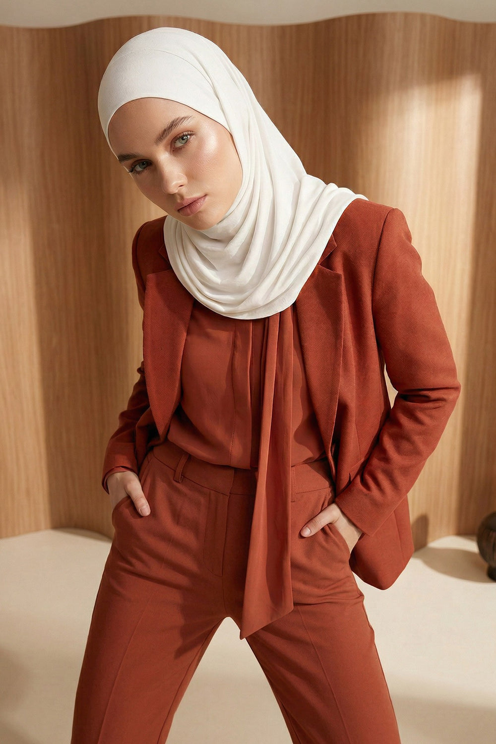 Breathable Cotton Hijab Scarf – Lightweight, Stretch, No-Slip Triangle Scarf for Everyday Comfort,B-41 Ivory