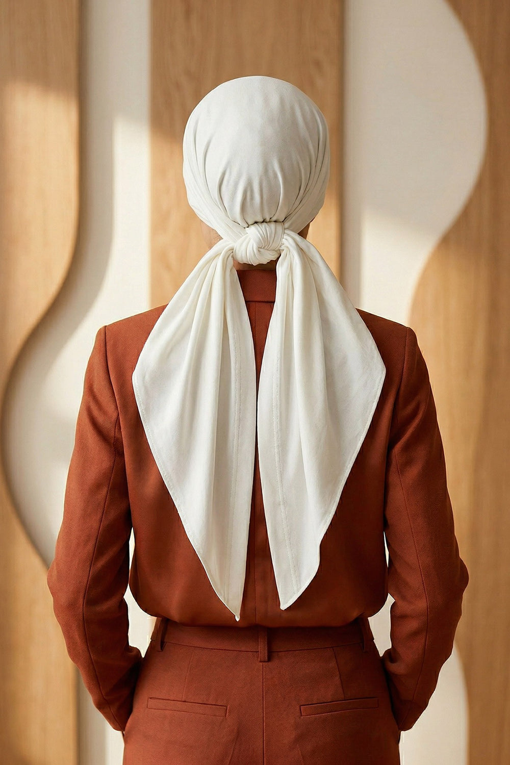 Breathable Cotton Hijab Scarf – Lightweight, Stretch, No-Slip Triangle Scarf for Everyday Comfort,B-41 Ivory