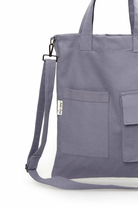 Canvas Hand Shoulder Tote Bag with Front Pockets Casual Large Capacity Daily Travel Shopping Bag,CK-20