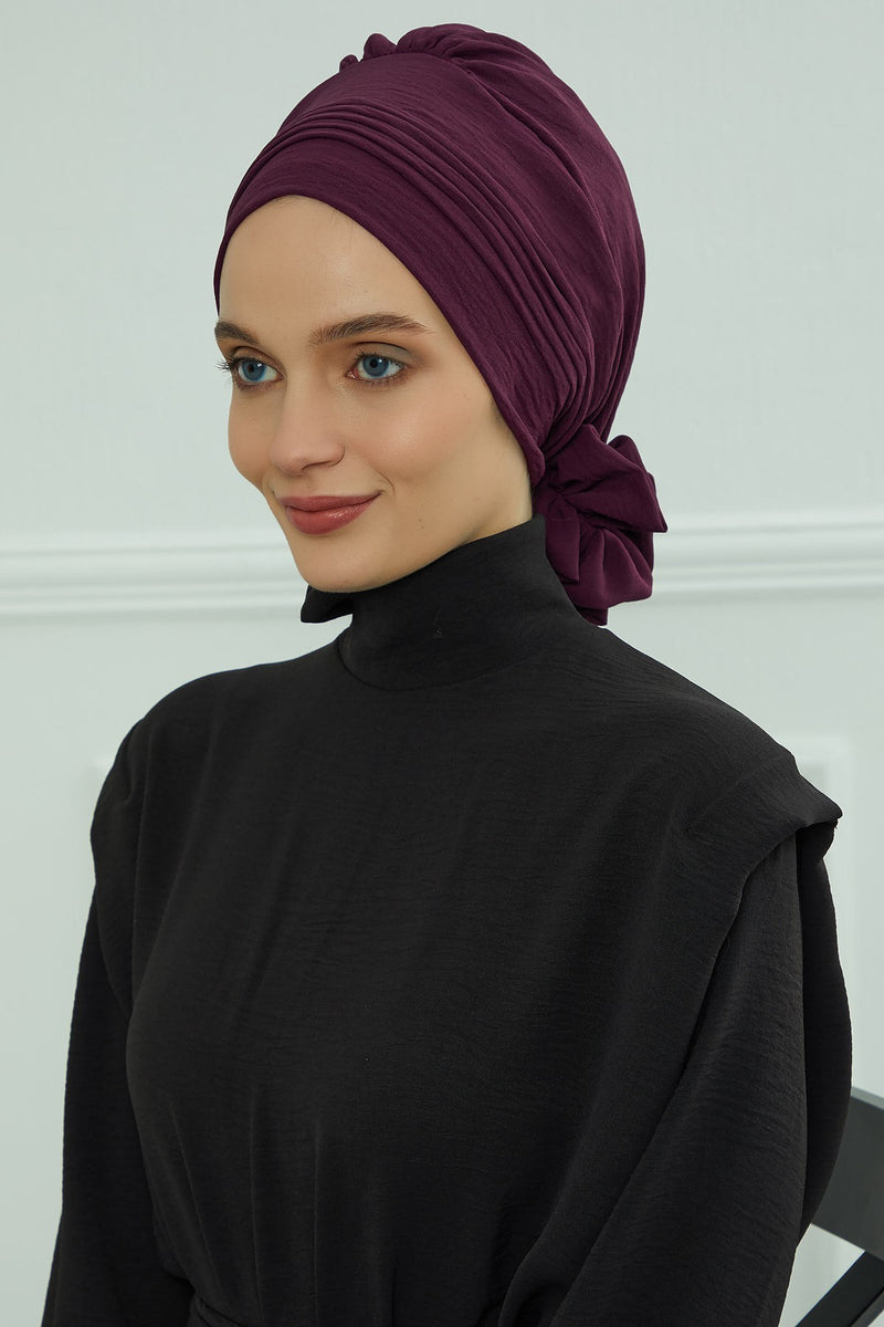 Chic Aerobin Instant Turban, Easy Wrap Breathable Head Scarf with Elegant Knot Detail, Lightweight Instant Turban For Women Headwear,HT-31A