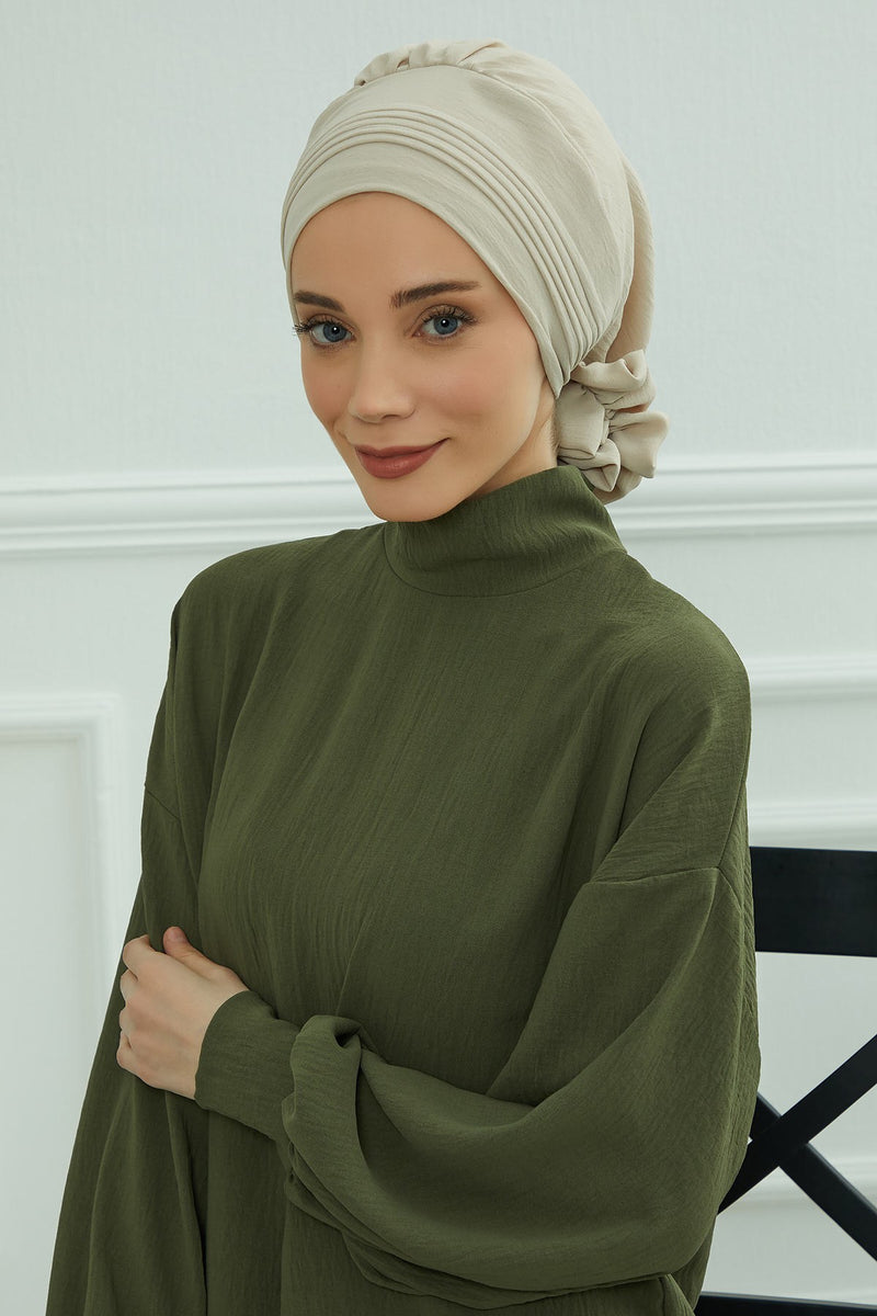 Chic Aerobin Instant Turban, Easy Wrap Breathable Head Scarf with Elegant Knot Detail, Lightweight Instant Turban For Women Headwear,HT-31A