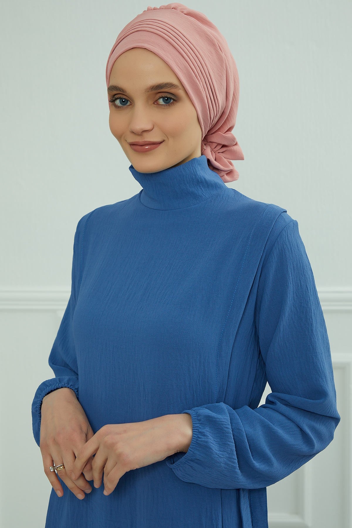 Chic Aerobin Instant Turban, Easy Wrap Breathable Head Scarf with Elegant Knot Detail, Lightweight Instant Turban For Women Headwear,HT-31A Pink