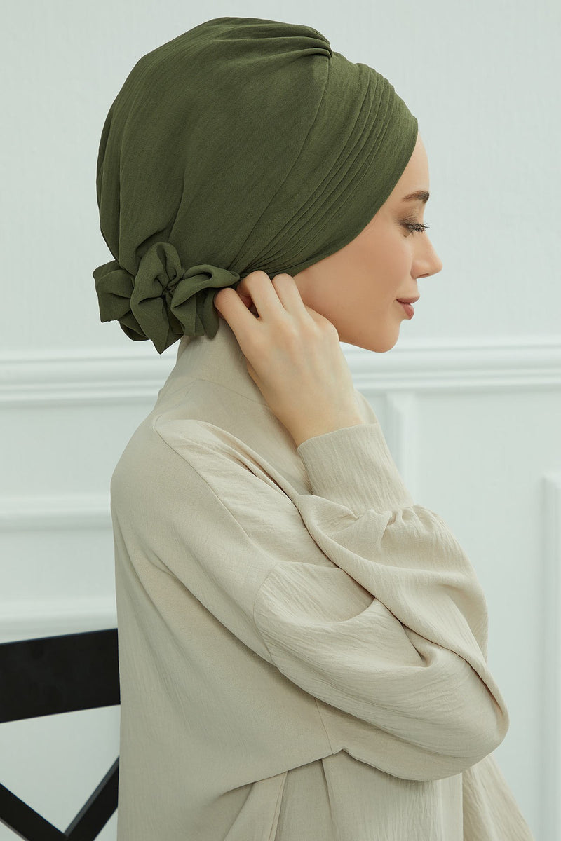 Chic Aerobin Instant Turban, Easy Wrap Breathable Head Scarf with Elegant Knot Detail, Lightweight Instant Turban For Women Headwear,HT-31A