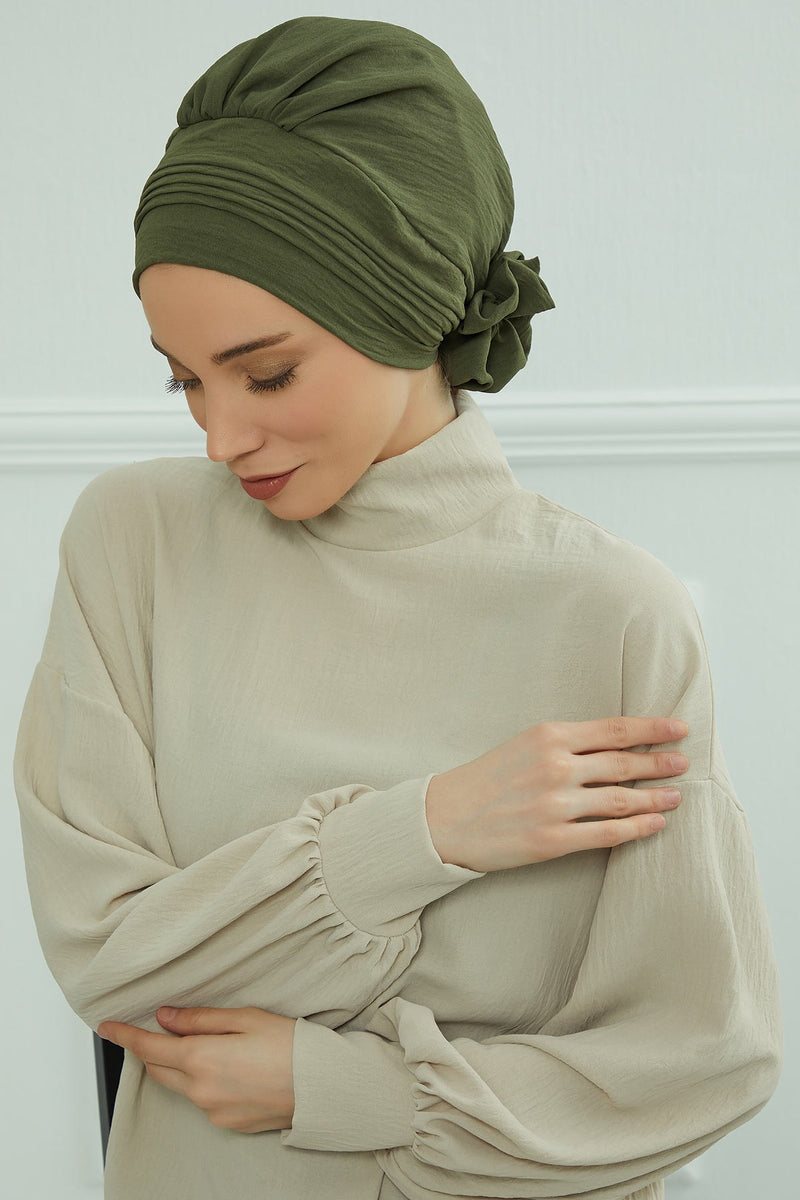 Chic Aerobin Instant Turban, Easy Wrap Breathable Head Scarf with Elegant Knot Detail, Lightweight Instant Turban For Women Headwear,HT-31A